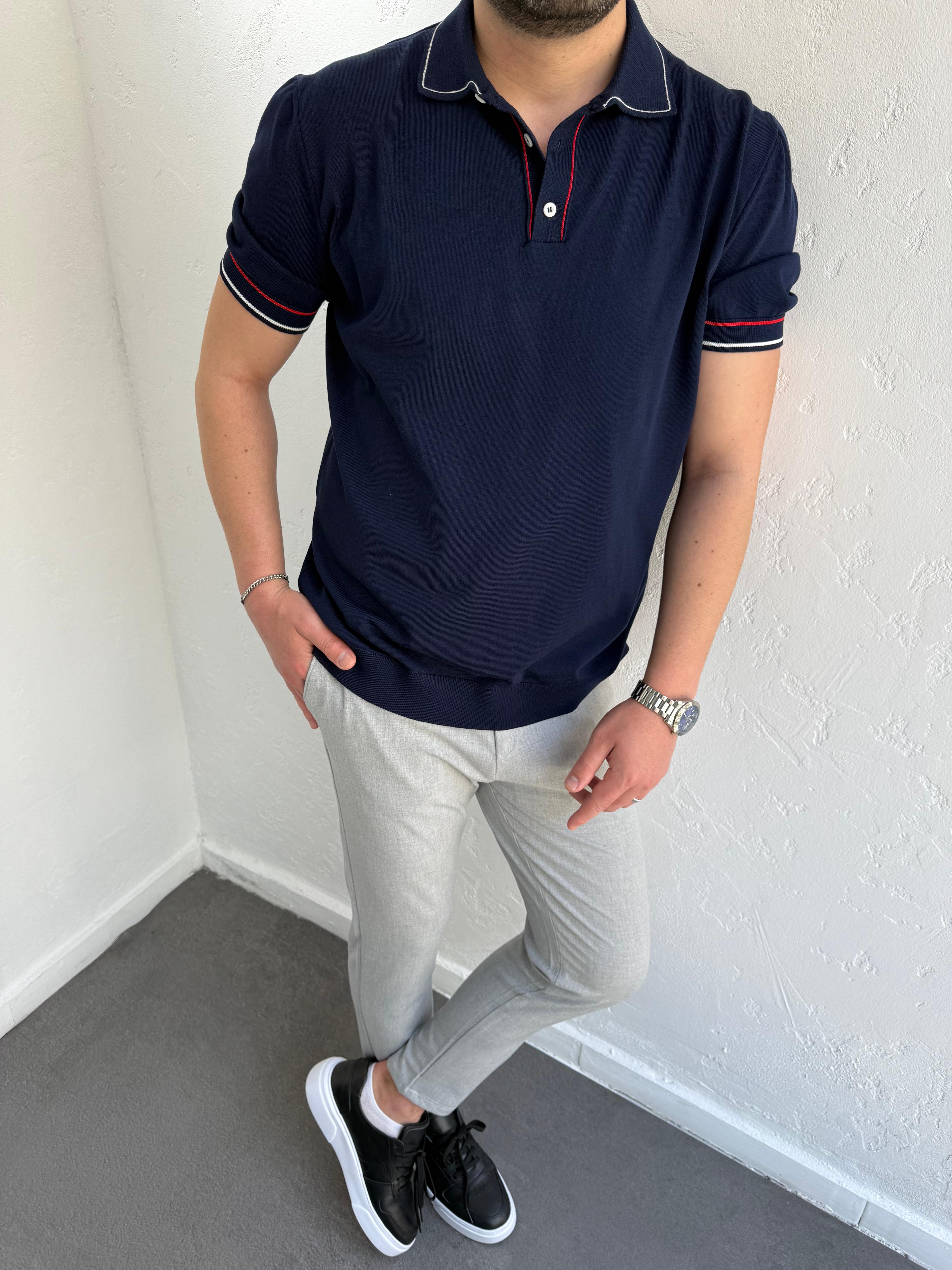 2512 Triko Polo Yaka Tshirt Lacivert