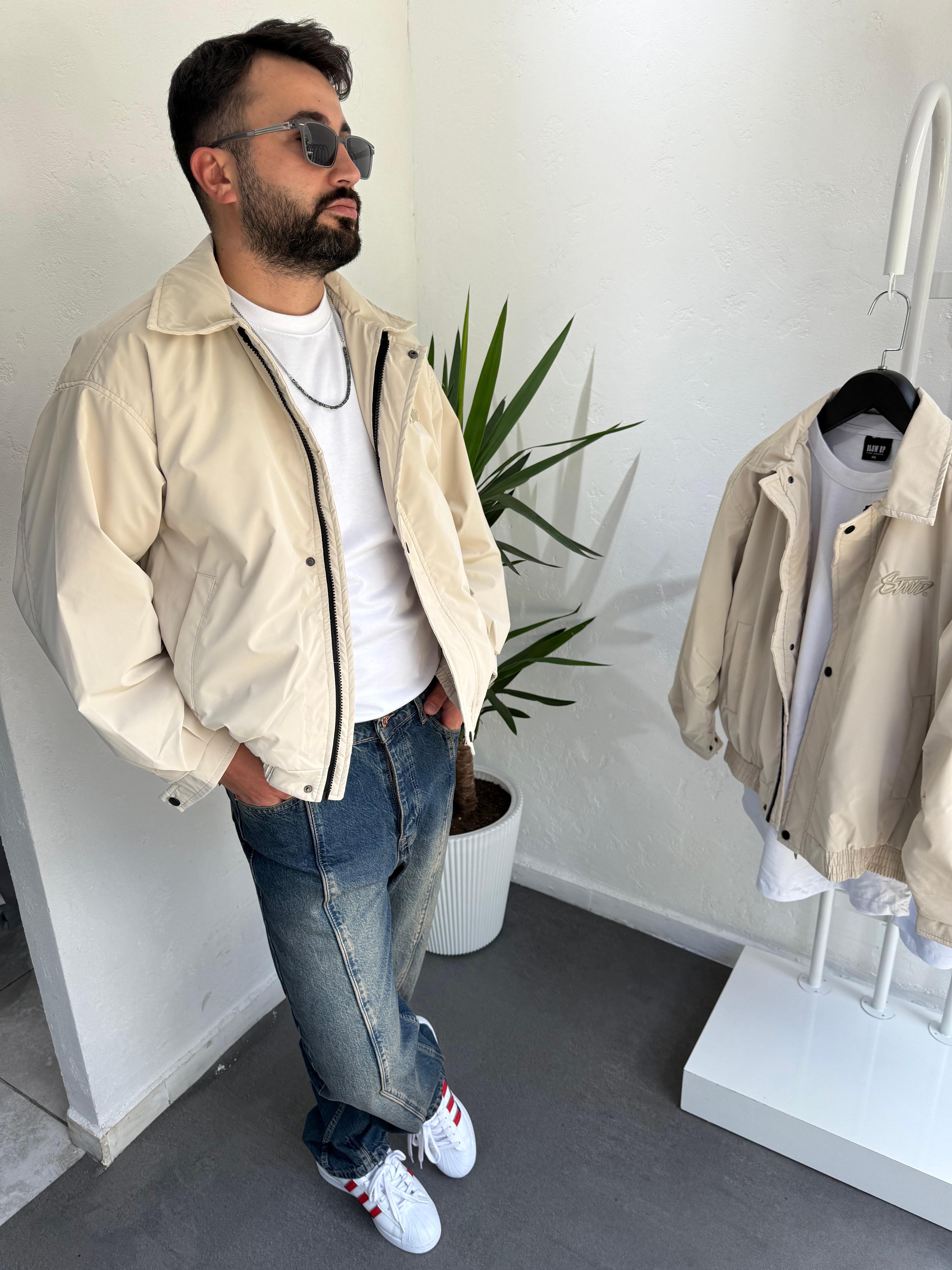 Oversize Baharlık Ceket Krem