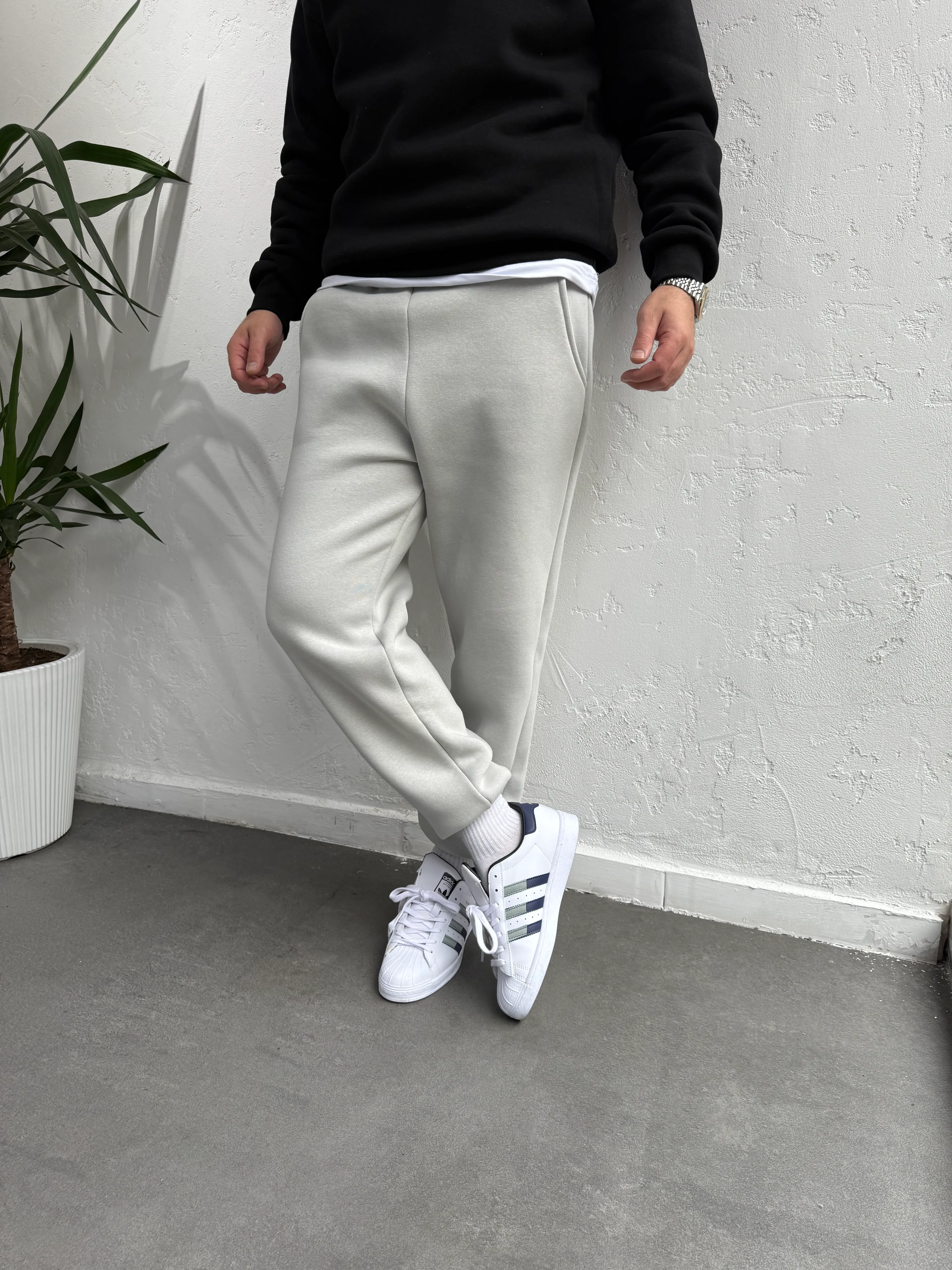 Lastik Paça Eşofman Altı Gri