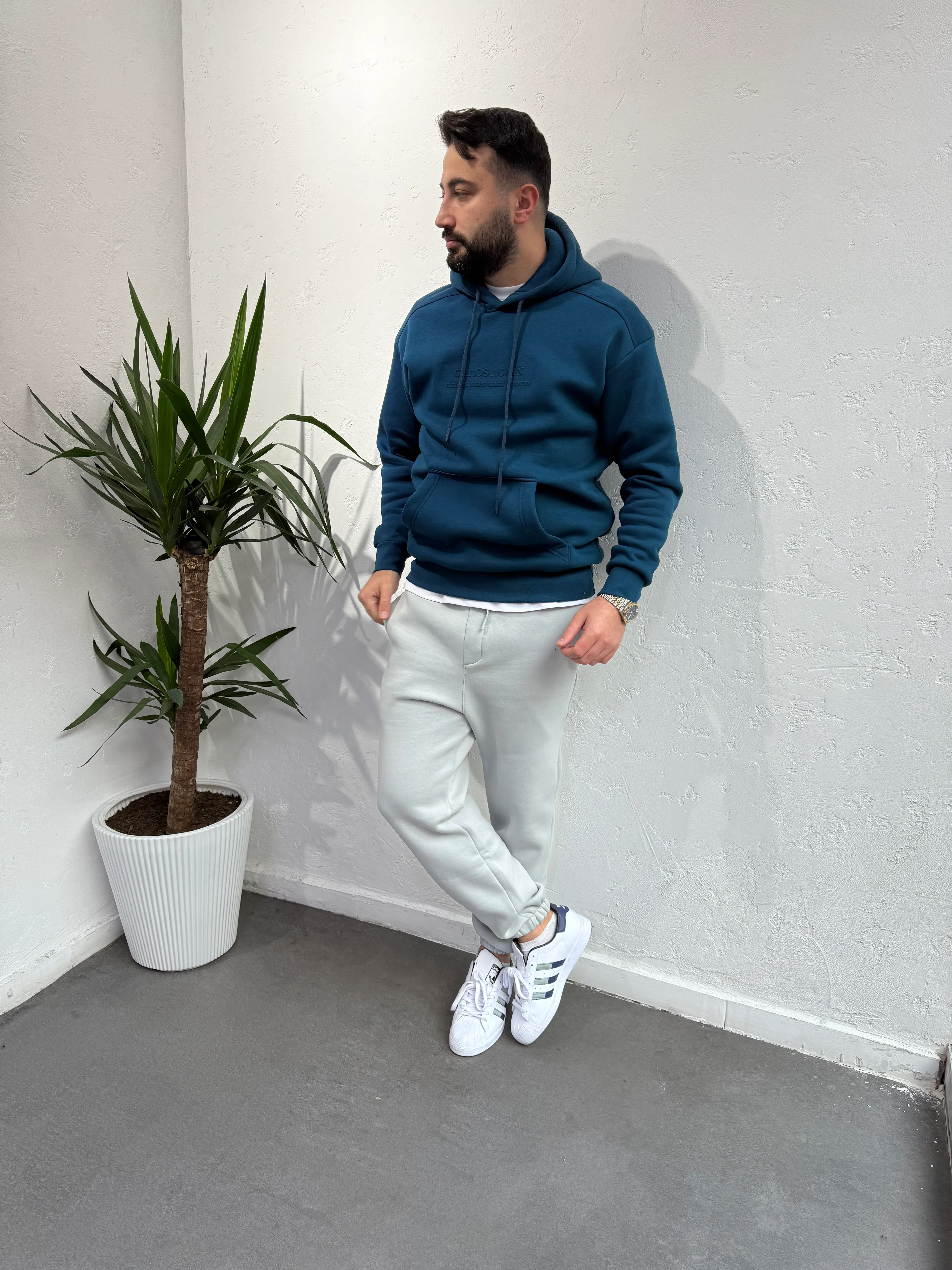 Deep Kapüşonlu Polar Mavi