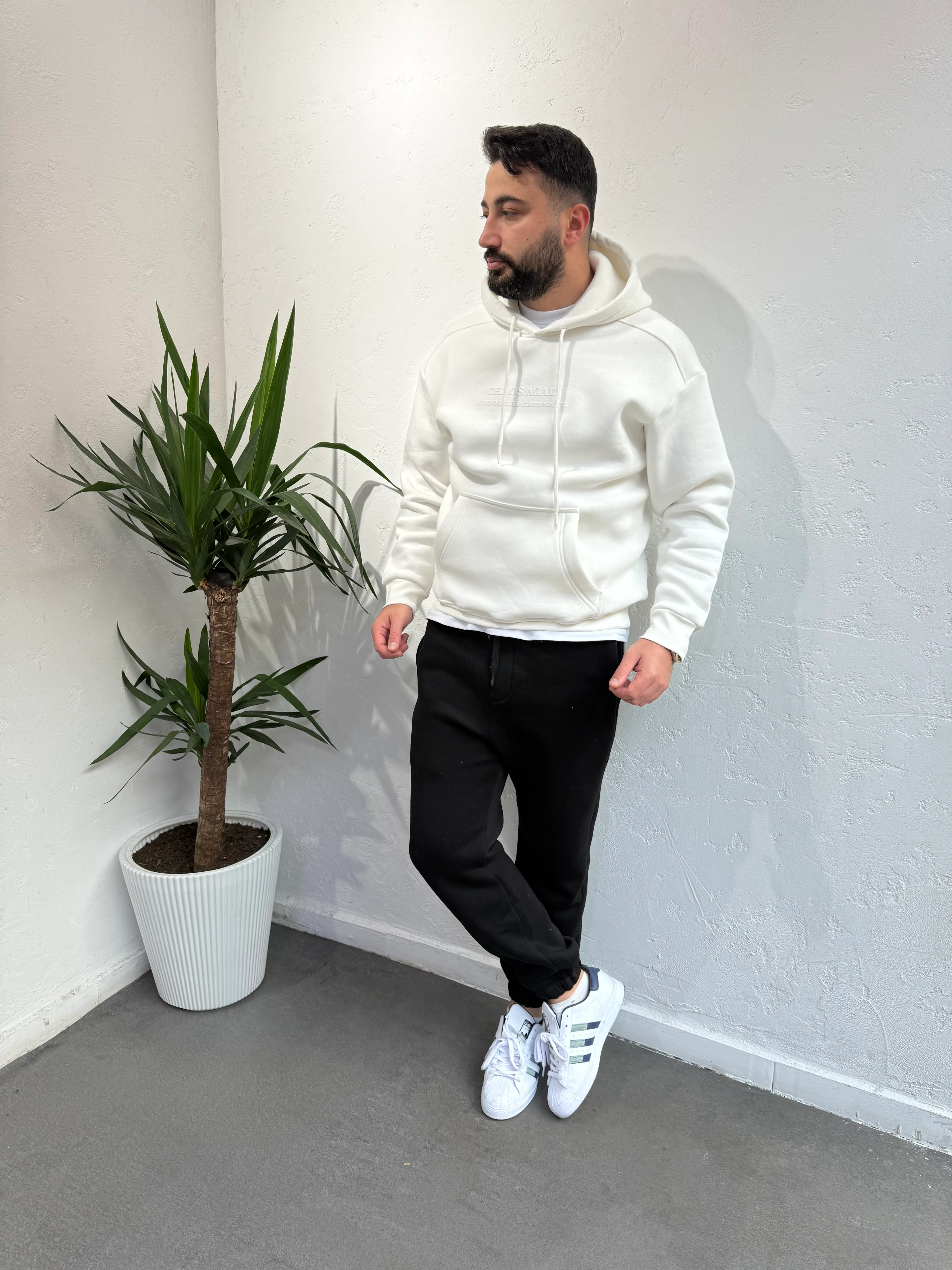 Deep Kapüşonlu Polar Beyaz