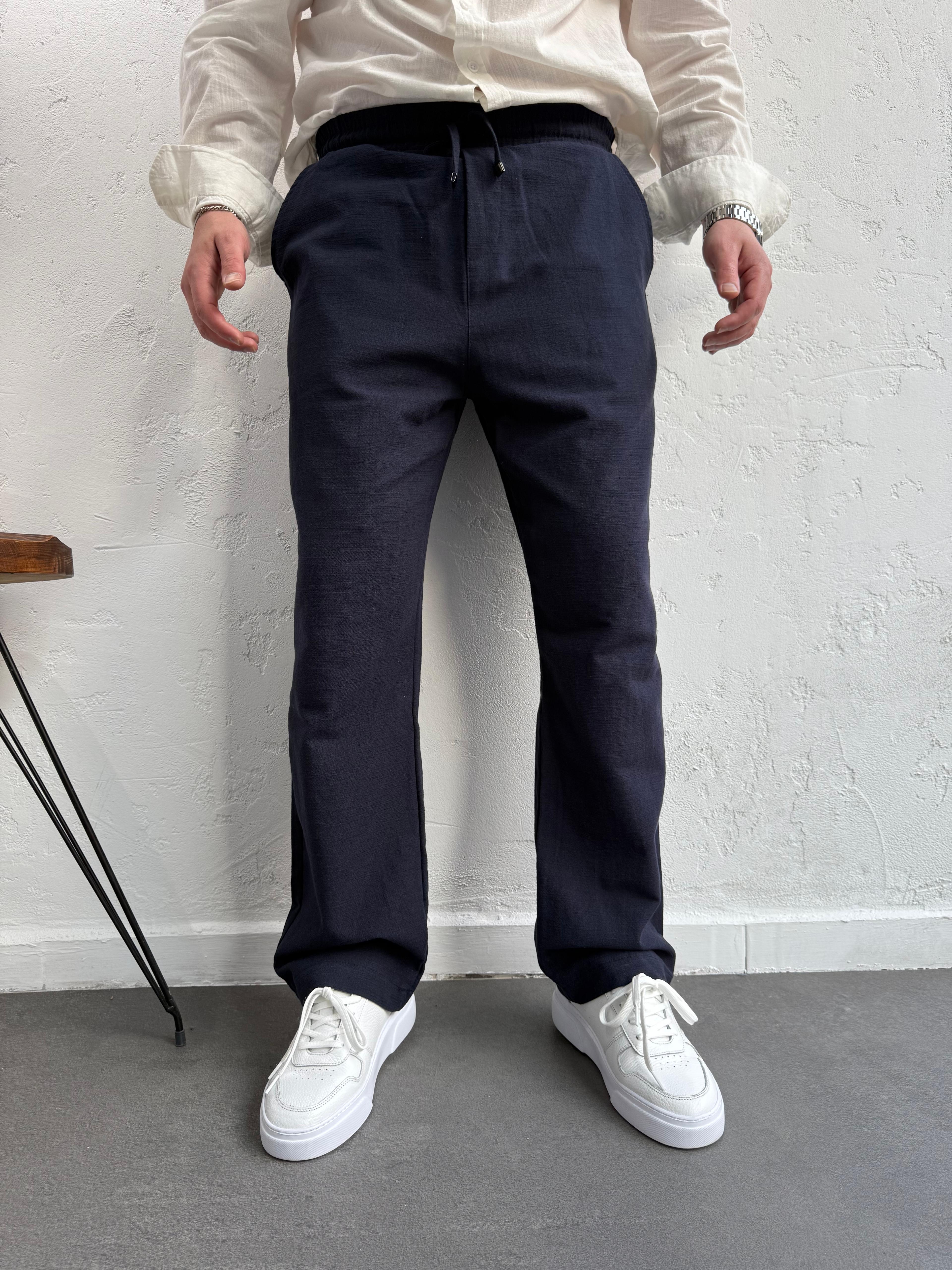 Lenasso Keten Baggy Pantolon Lacivert