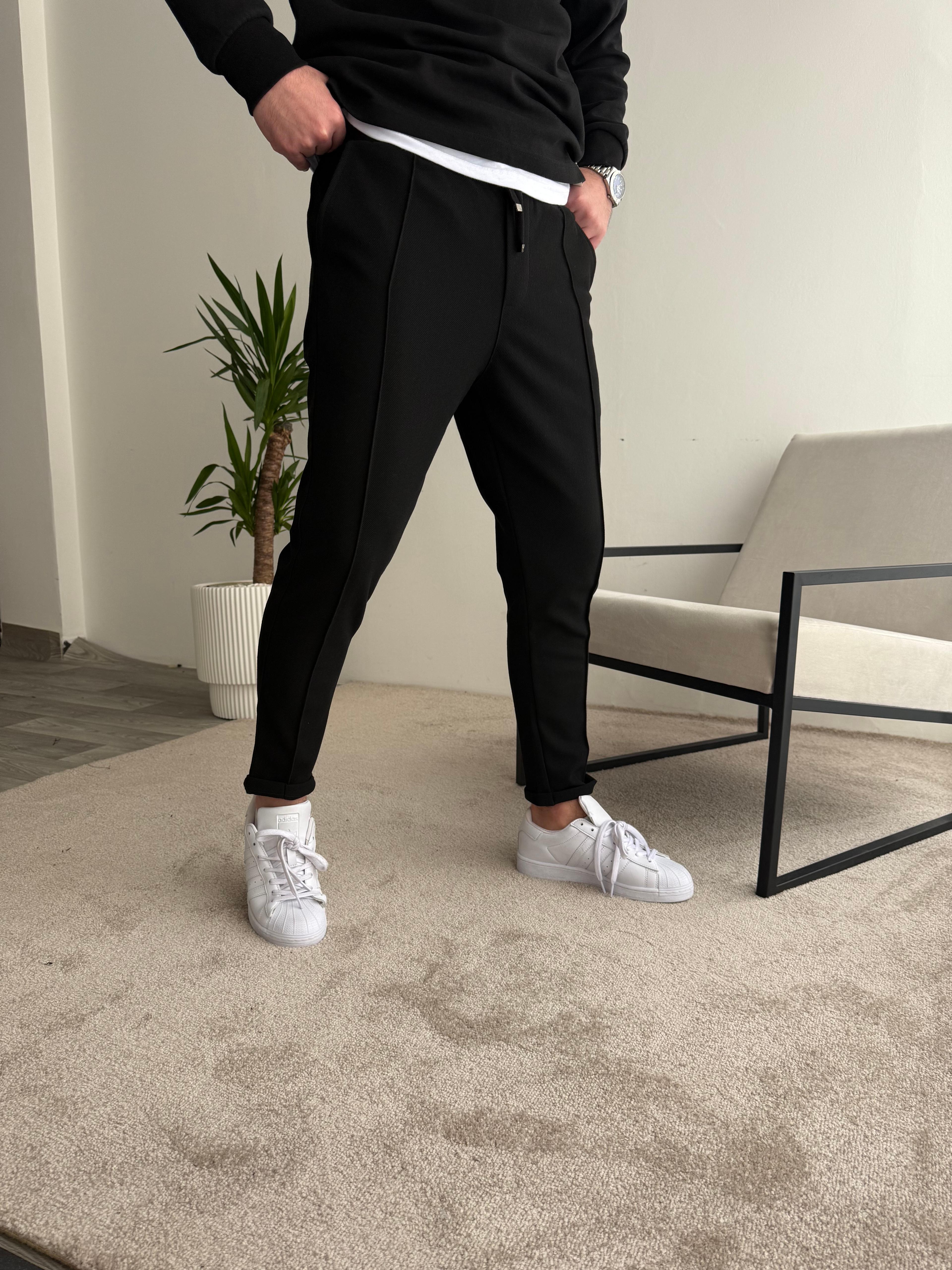 Double Paça Jogger Siyah