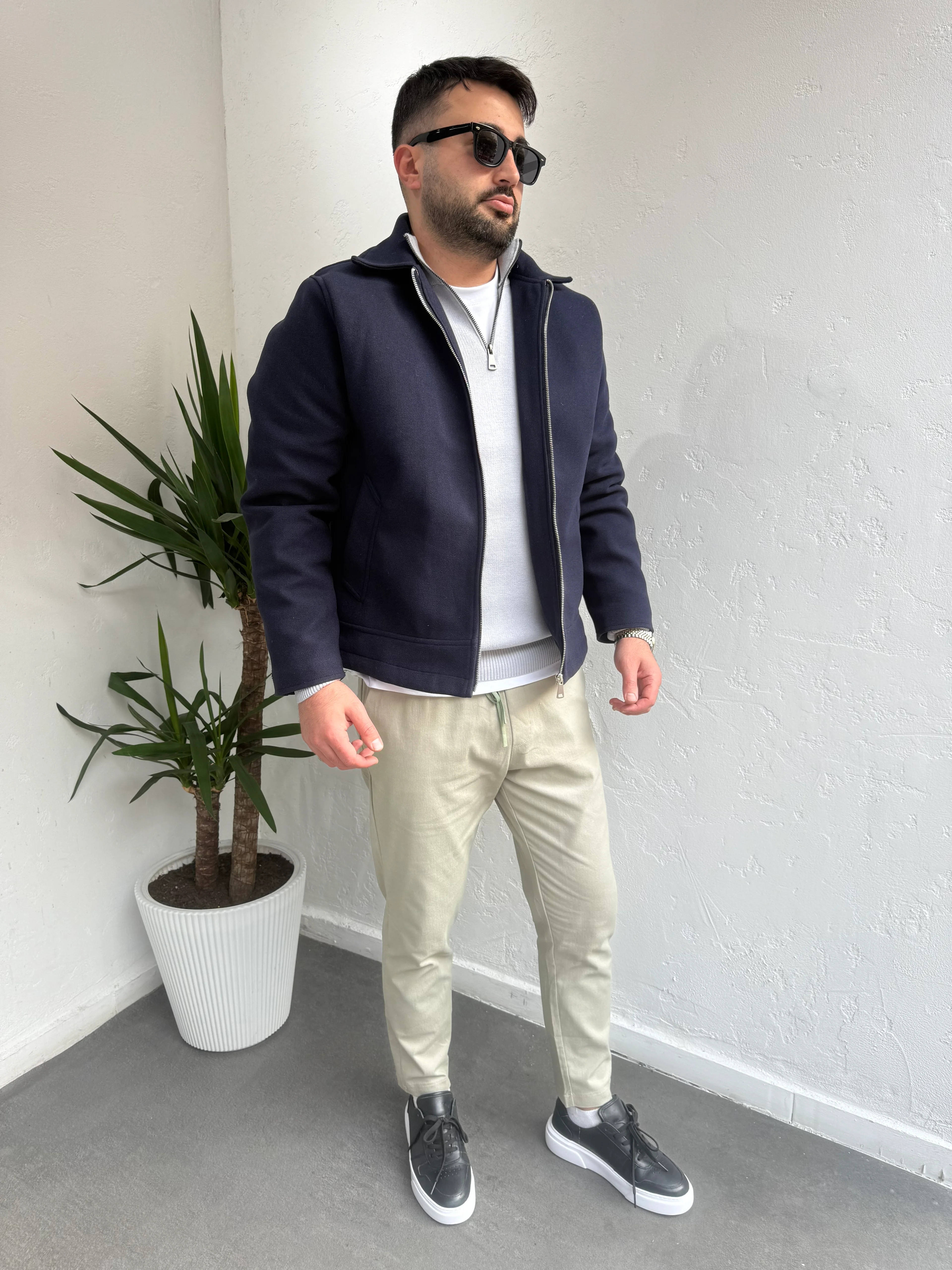 Pilot Kaşe Ceket Lacivert 