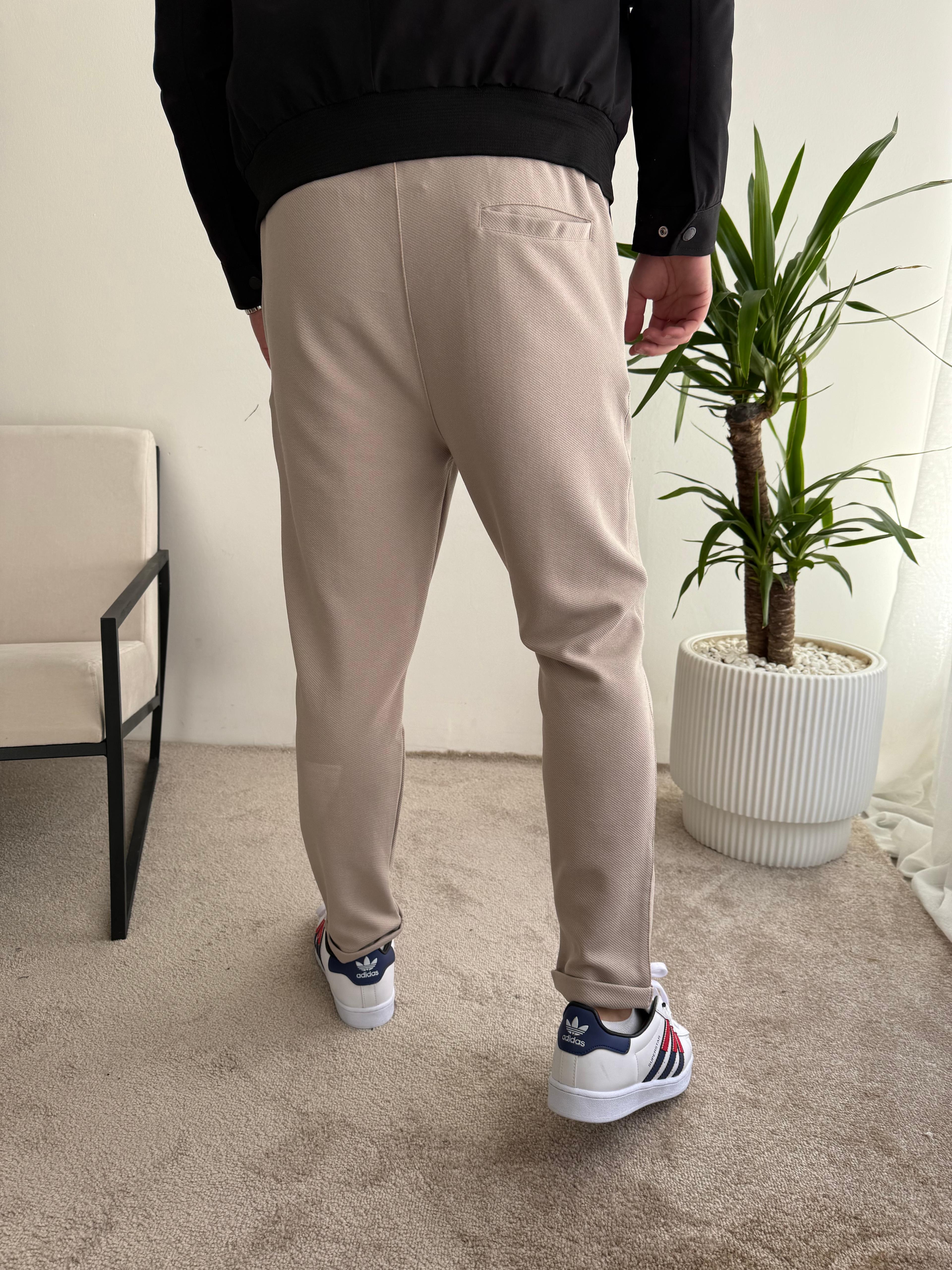 Double Paça Jogger Pantolon Bej