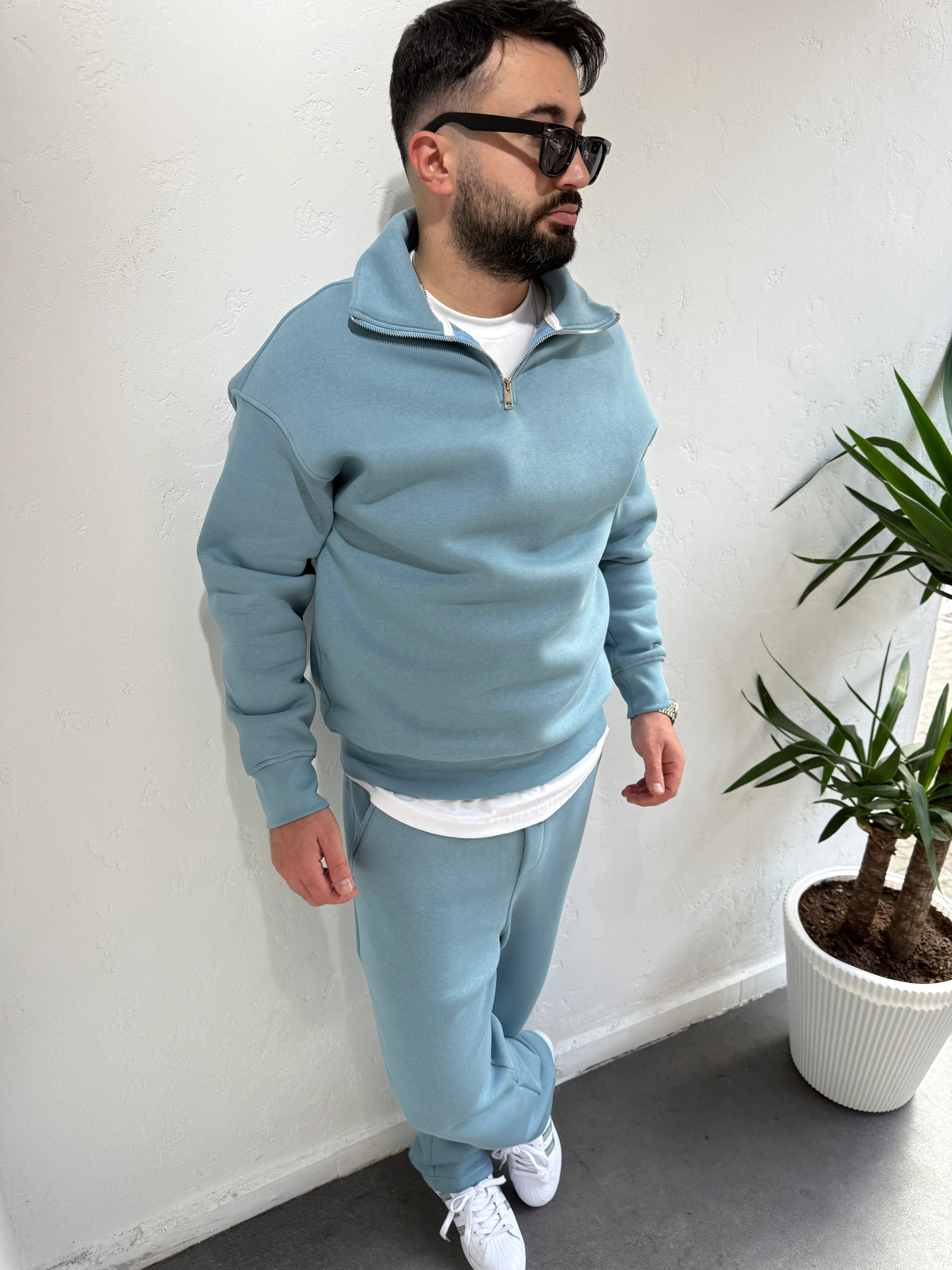 Lenasso Premium Fermuarlı Baggy Eşofman Takımı Bebe Mavisi