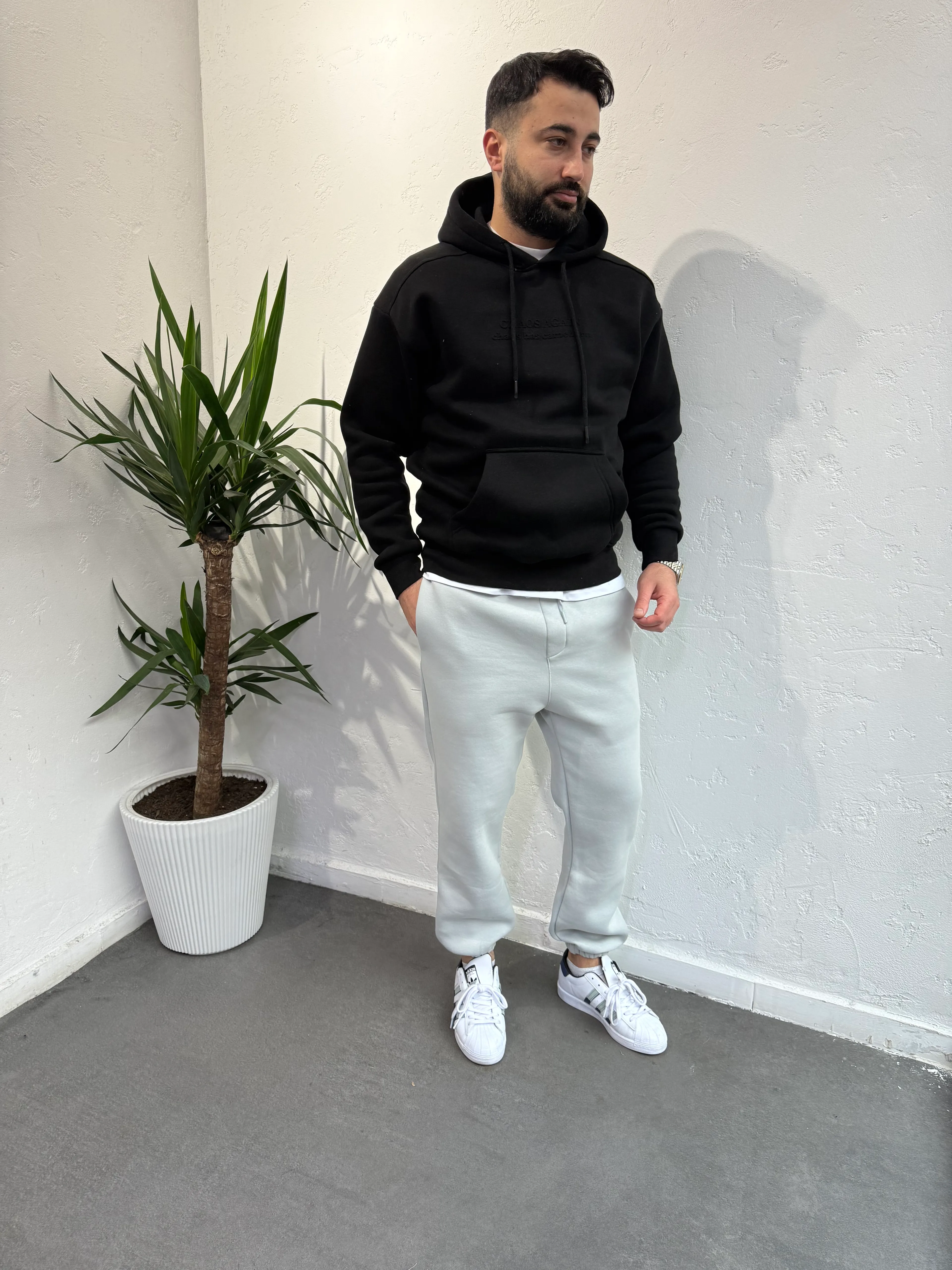 Deep Kapüşonlu Polar Siyah