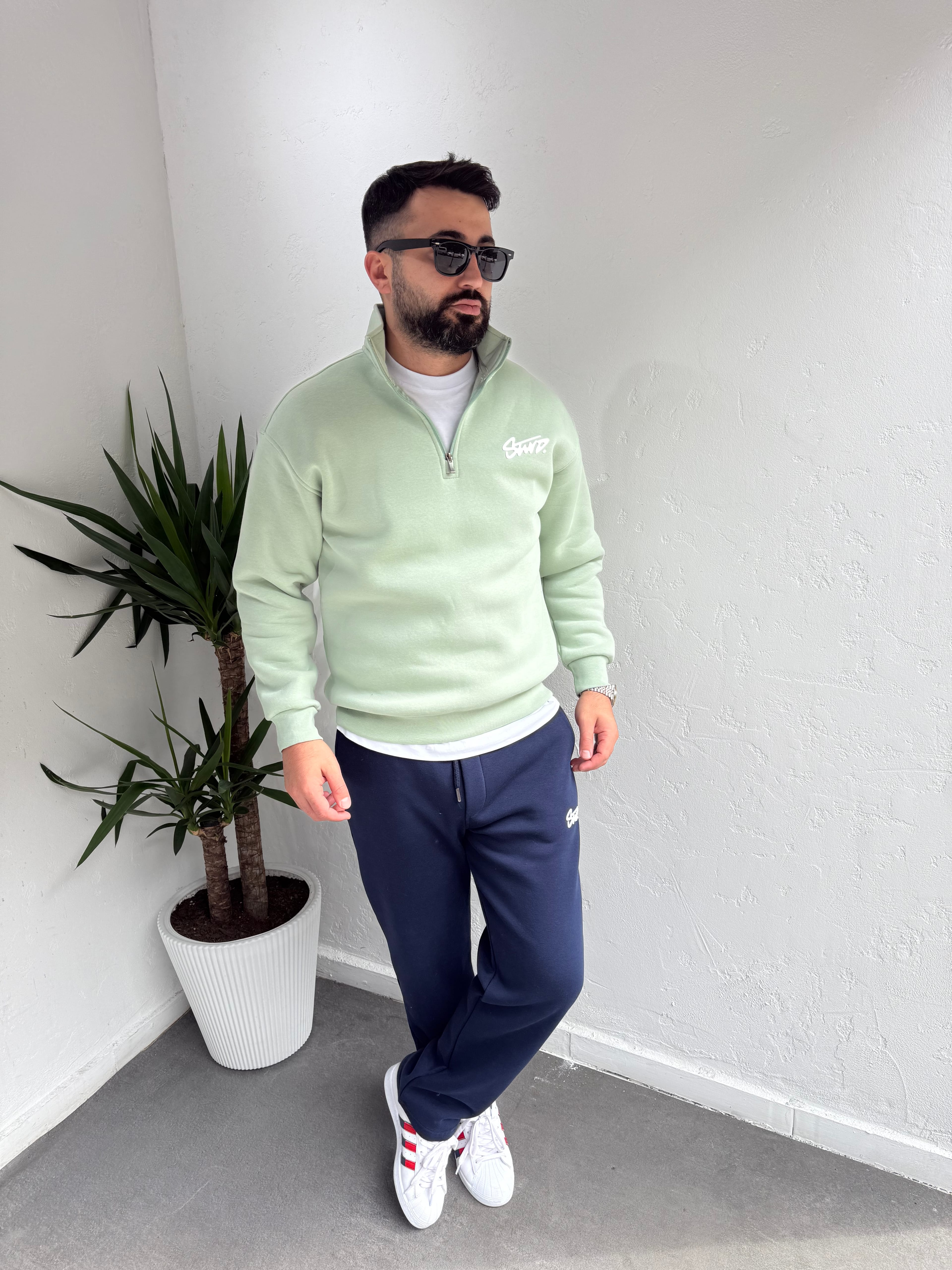 STWD Cotton Fermuarlı Sweatshirt Çağla Yeşili