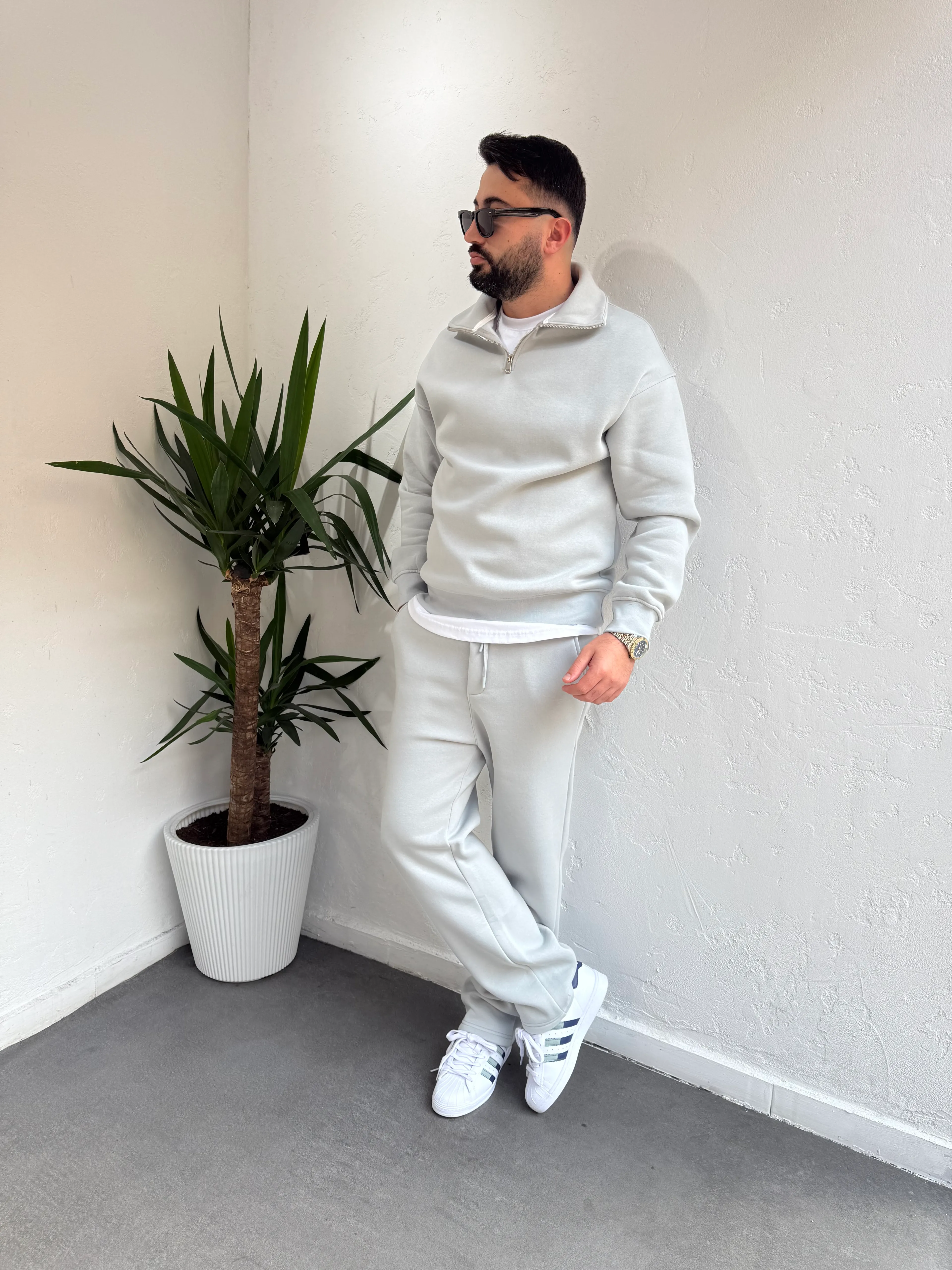 Lenasso Premium Fermuarlı Baggy Eşofman Takımı Gri