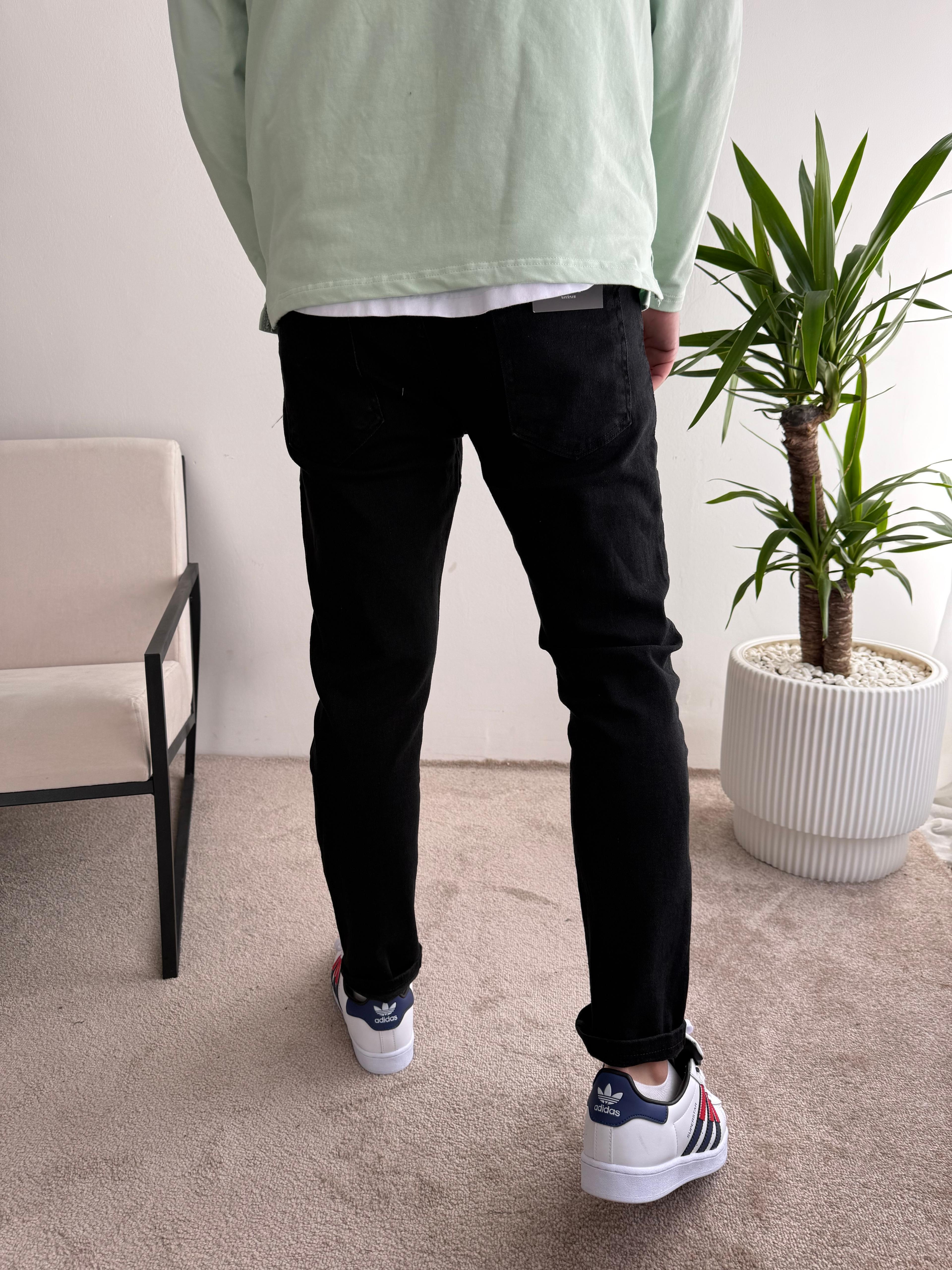 Skinny Jeans Yırtık Siyah