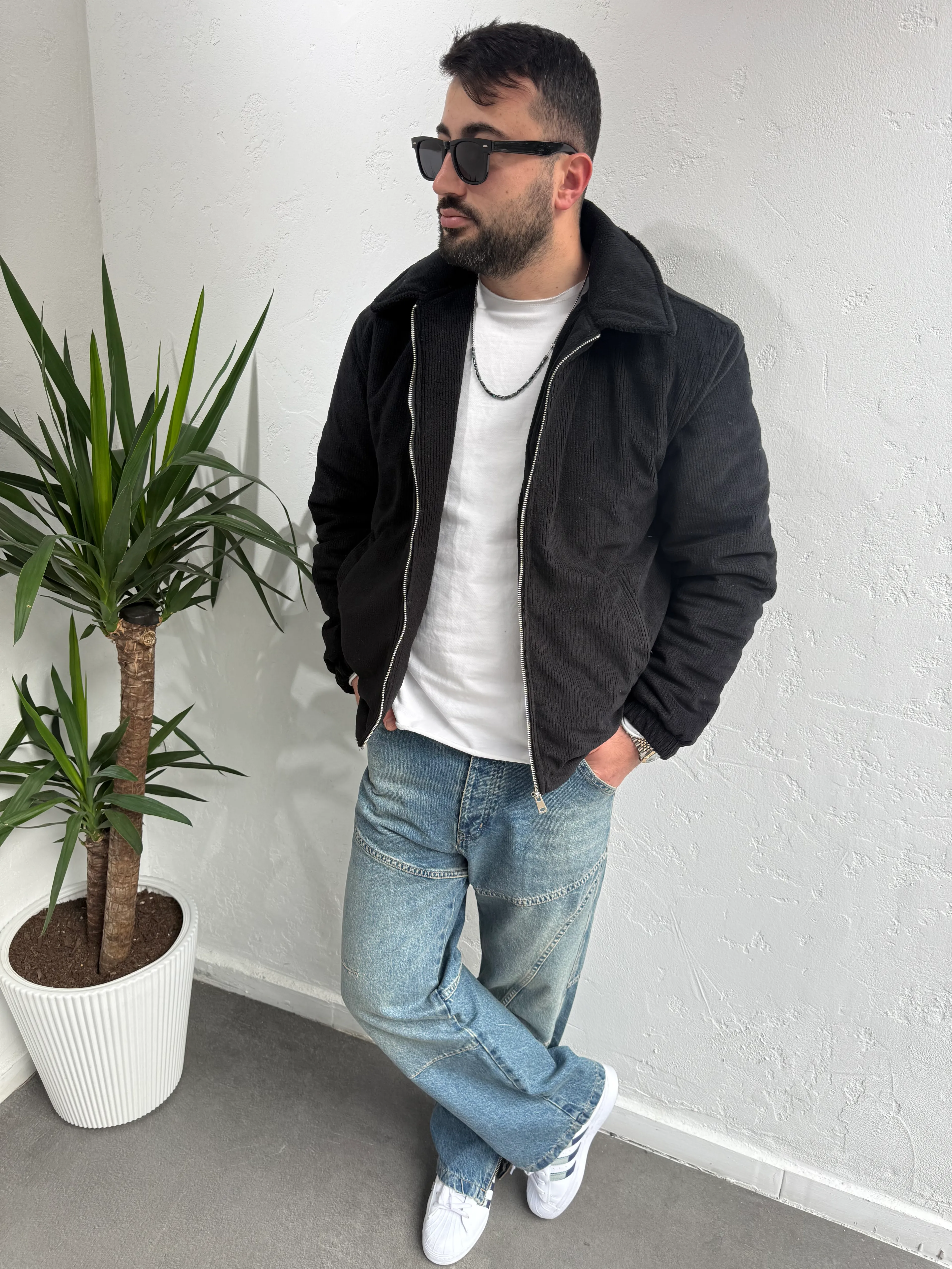 Zr Model Slim Fit Kadife Mont Siyah 