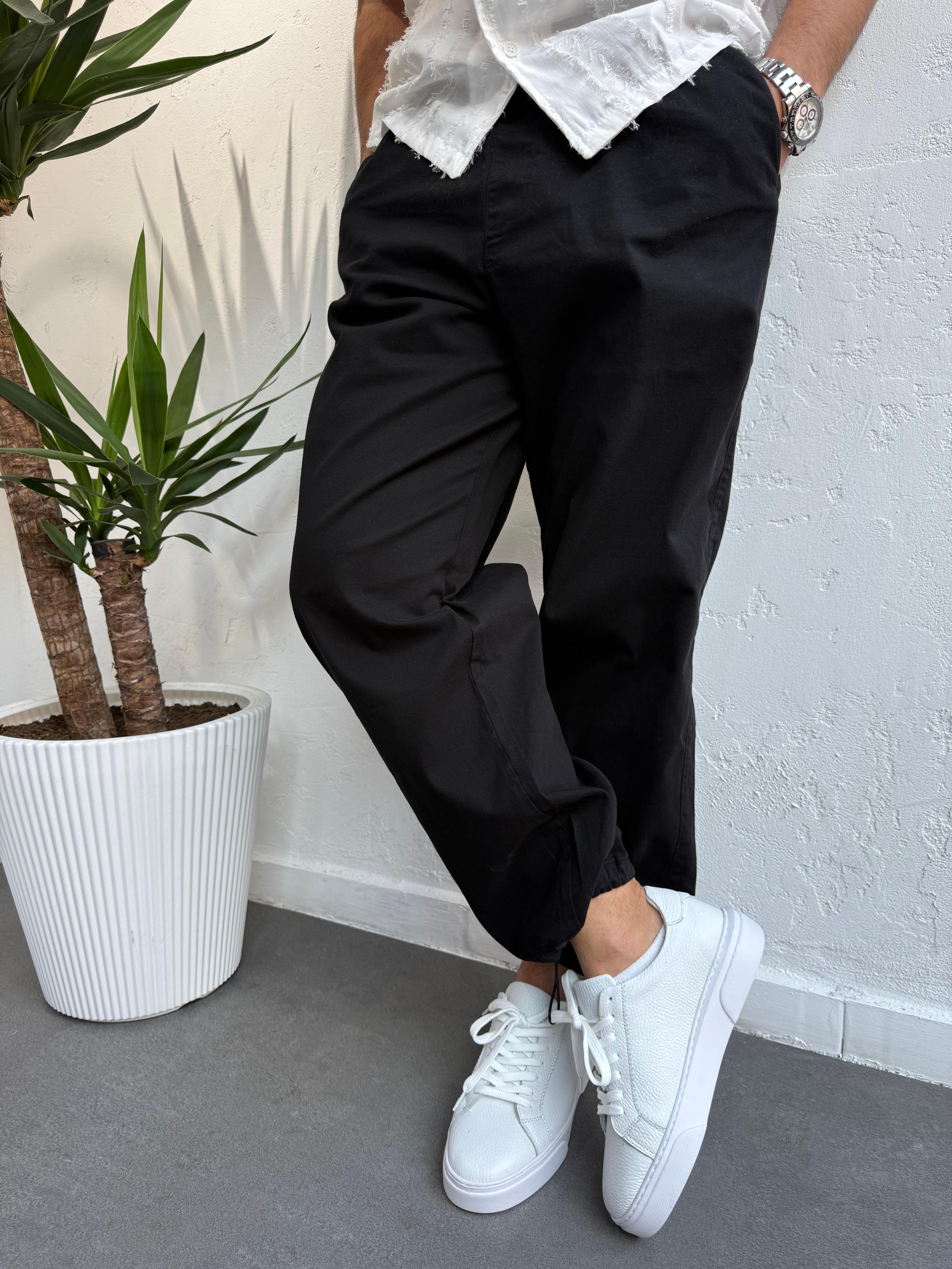 We11 Gabardin Baggy Pantolon Siyah