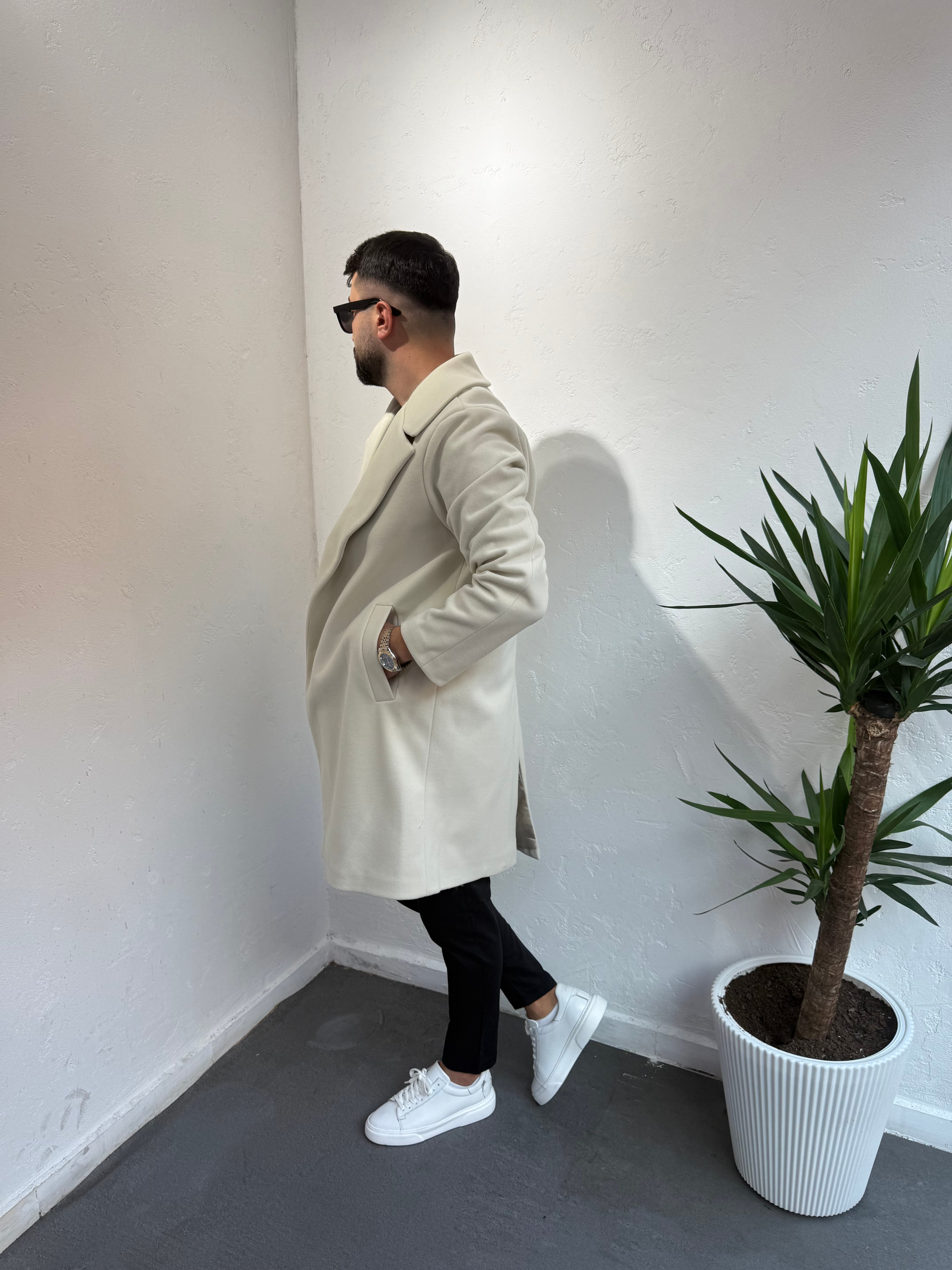 Lenasso Premium Kaşe Kaban Bej