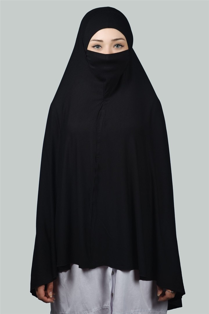 Hazır Türban Peçeli Pratik Eşarp Tesettür Nikaplı Hijab - Namaz Örtüsü Sufle (5XL)