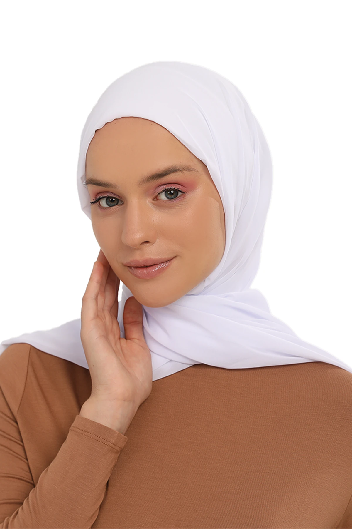 Hazır Pratik Lüks Geçmeli Lastikli Boneli Şifon Şal