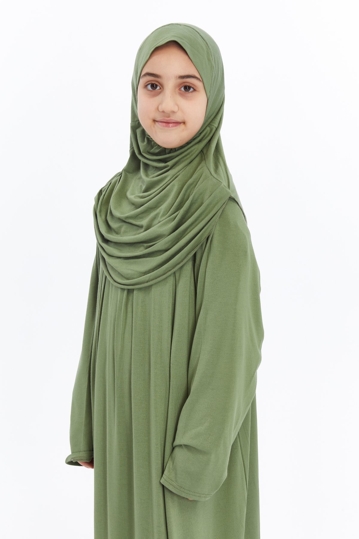 Pratik Tek Parça Organik Kız Çocuk Namaz Elbisesi