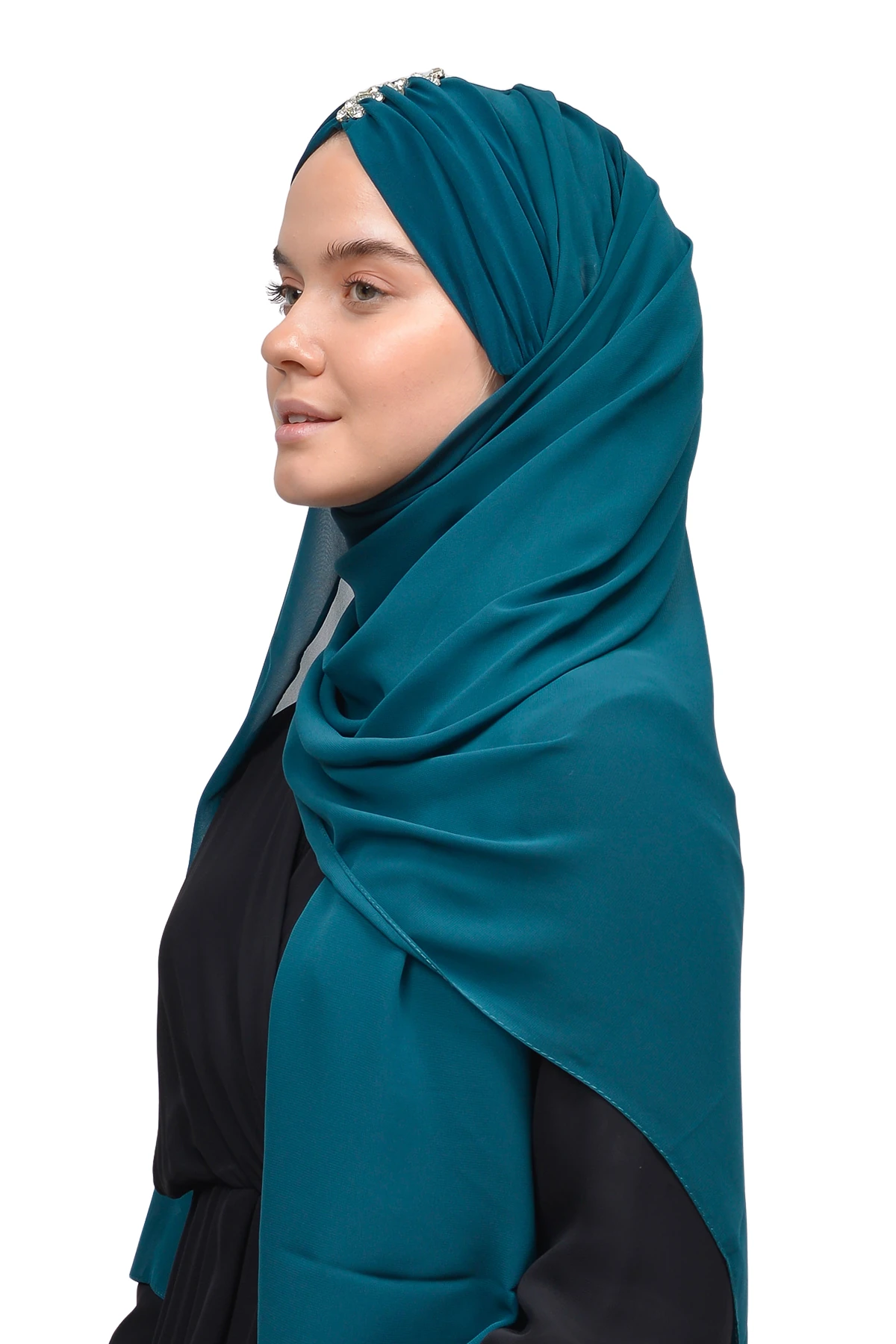 Zarif Taşlı Drapeli Hazır Pratik Şifon Tesettür Şal