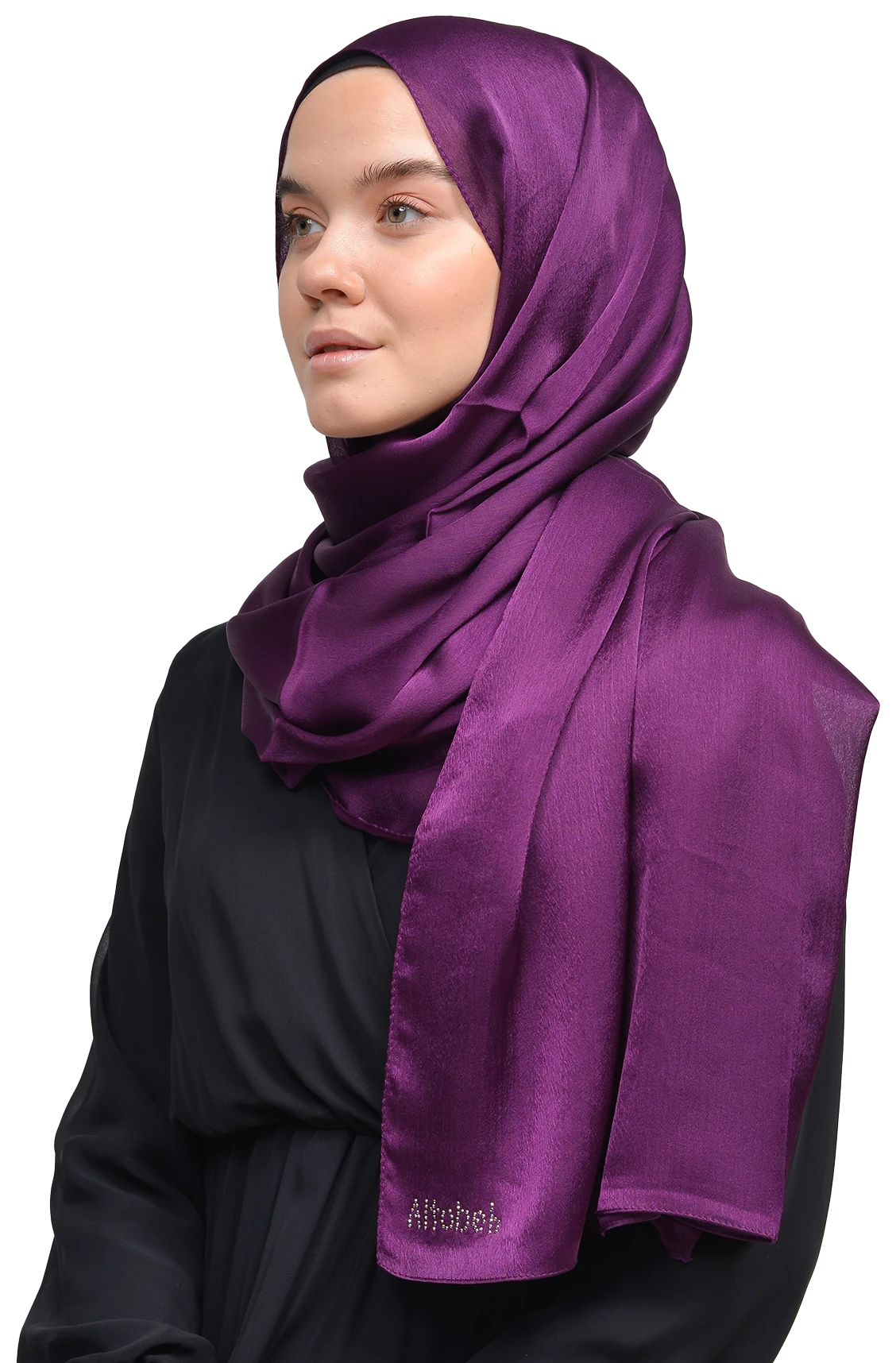 Janjan Parlak Saten Dokulu Tesettür Abiye Şifon Şal