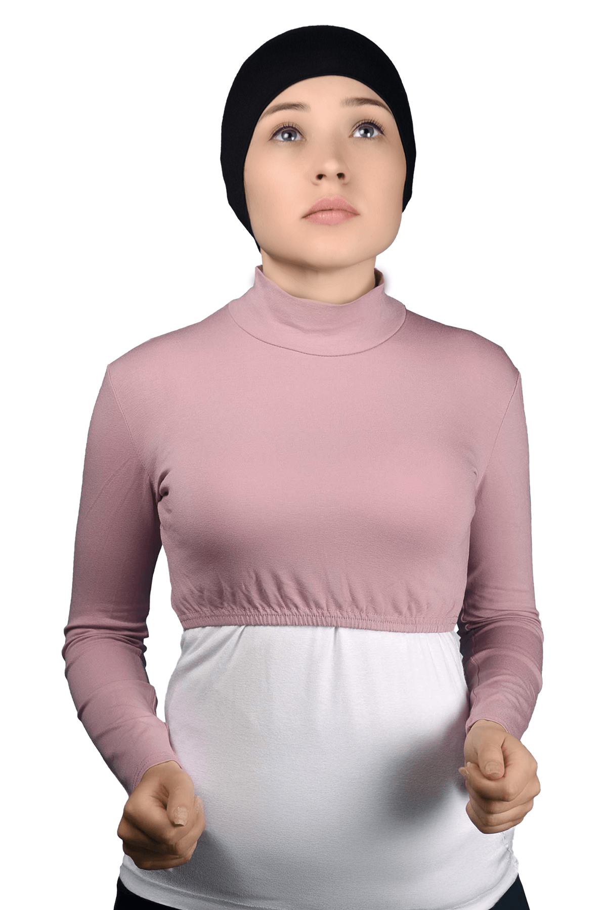 Long Sleeve Turtleneck Top - Dark Pink
