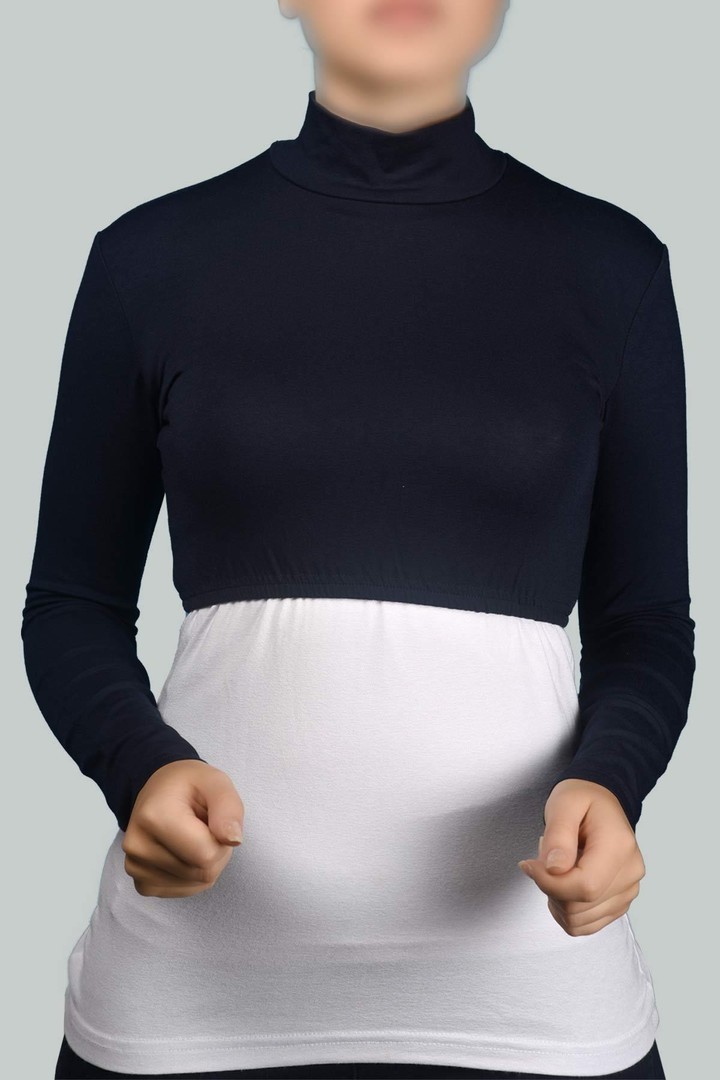 Long Sleeve Turtleneck Top - Navy Blue