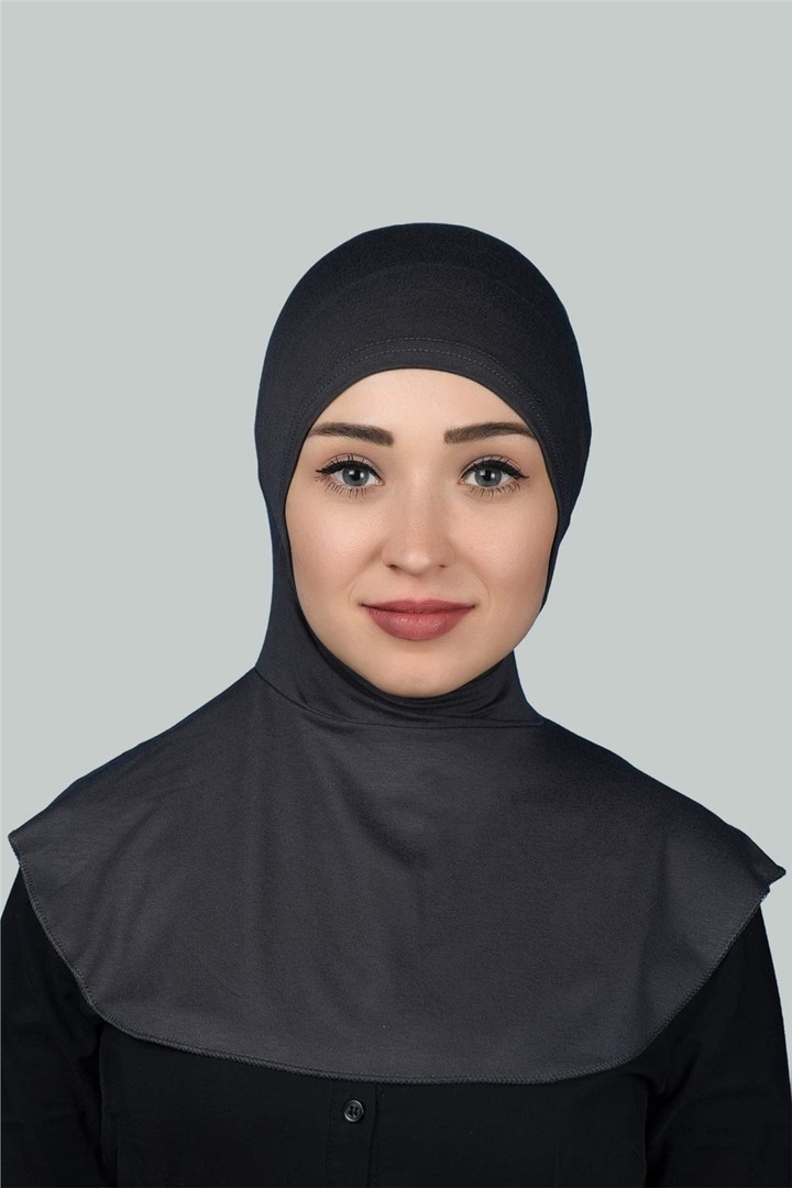 Instant Hijab Scarf with Neck Collar - Smoke