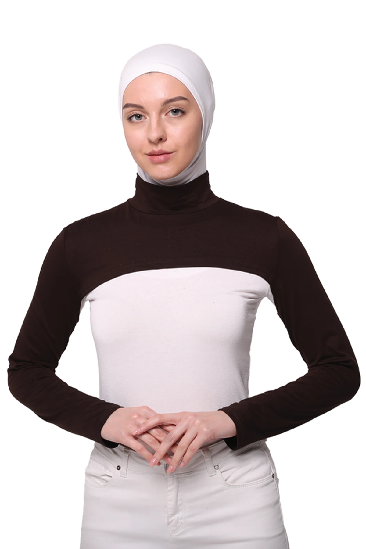 Balıkçı Yakalı Boyunluklu Kolluk - Kahve Rengi