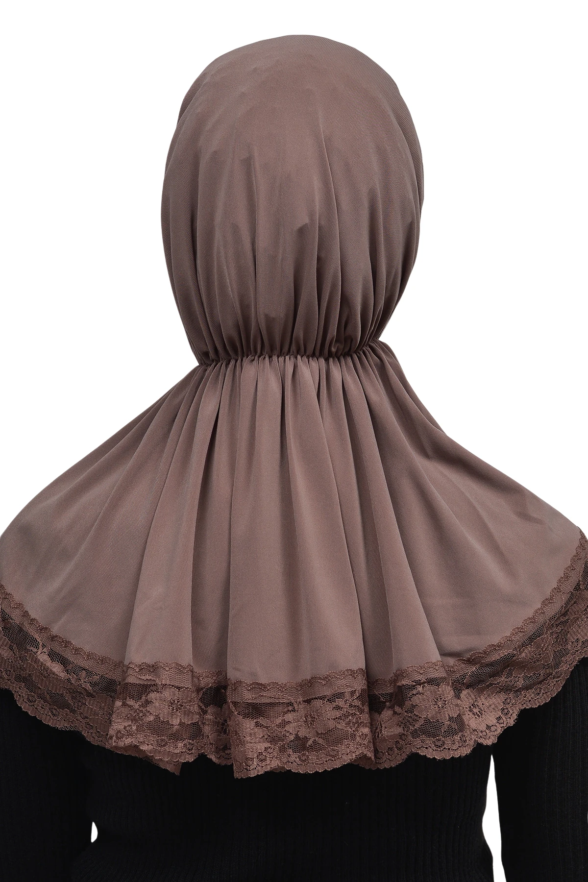 Dantelli Lastik Büzgülü Tela Bantlı Çıtçıtlı Hazır Türban Pratik Eşarp