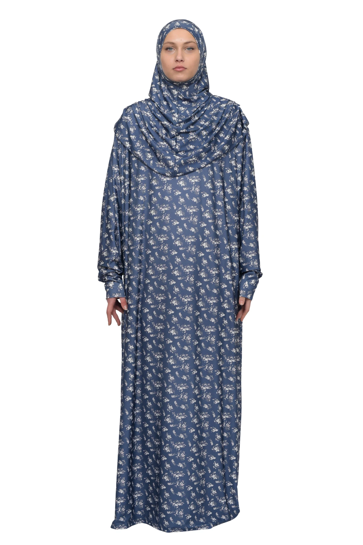 Elegant Lycra One-Piece Prayer Dress - Comfortable and Practical - Navy Blue