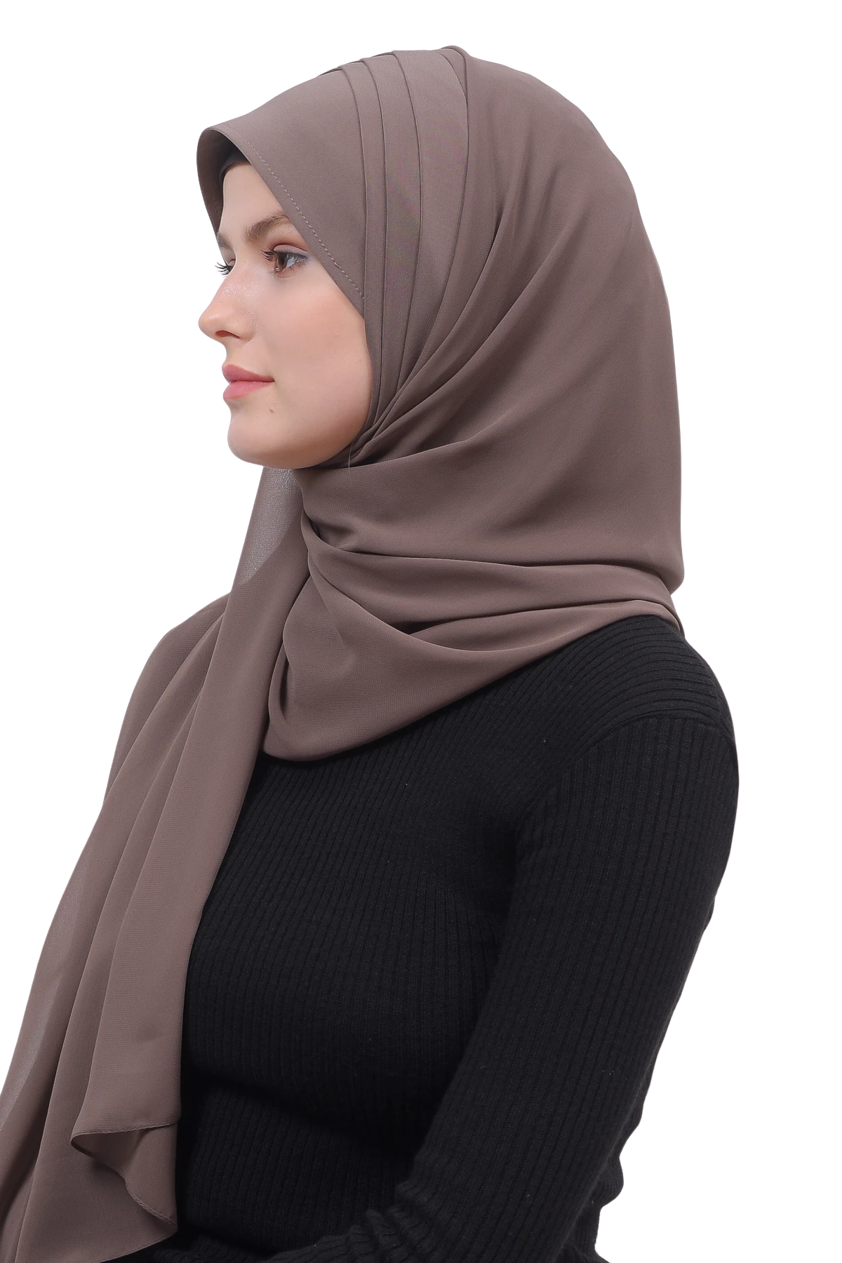 Pileli Çapraz Tela Bantlı Pratik Tesettür Şifon Şal