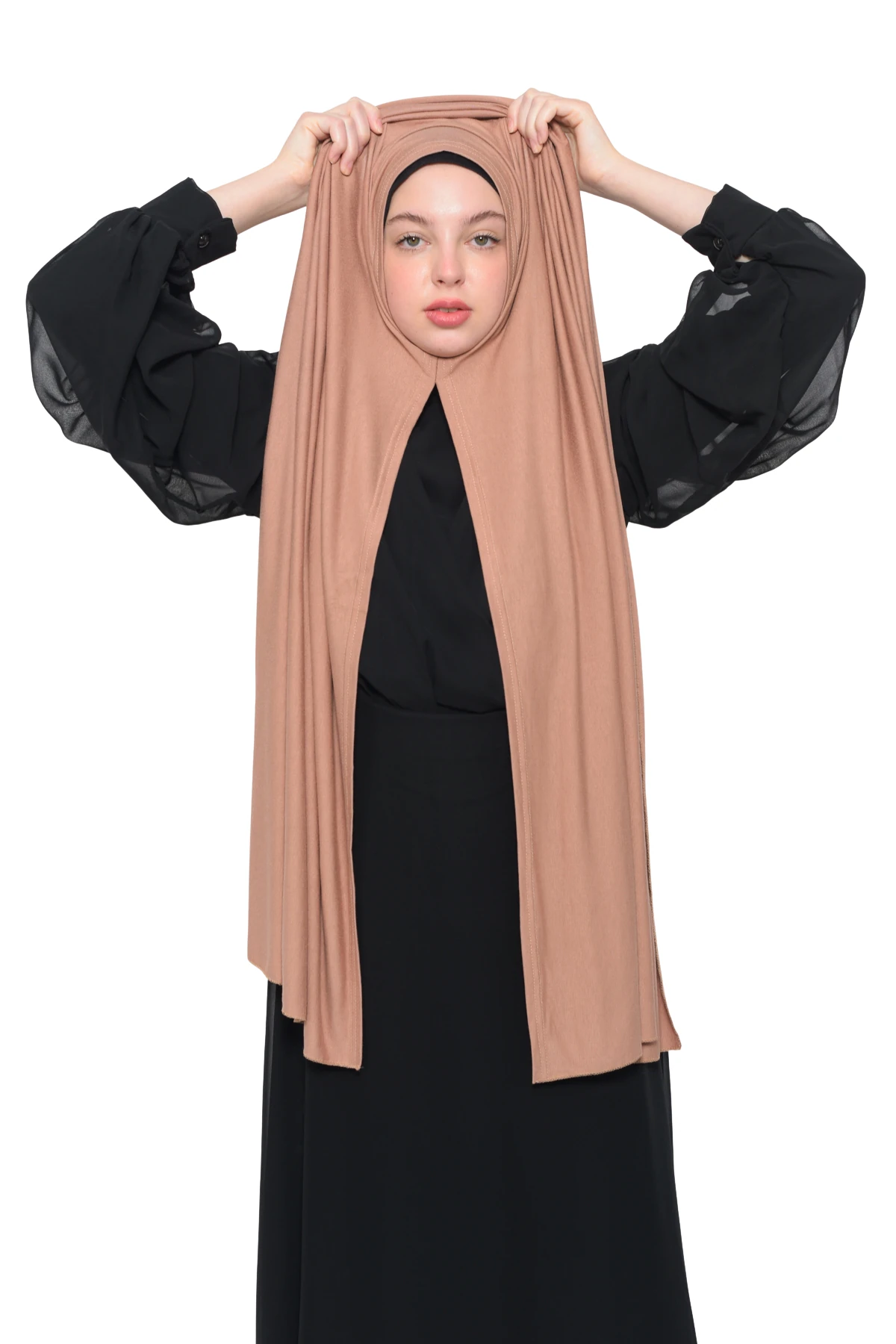 Hazır Pratik Geçmeli Lüks Organik Düz Penye Şal Eşit Hizalı