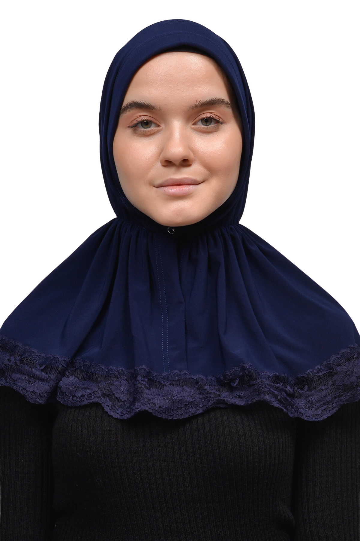 Dantelli Lastik Büzgülü Tela Bantlı Çıtçıtlı Hazır Türban Pratik Eşarp