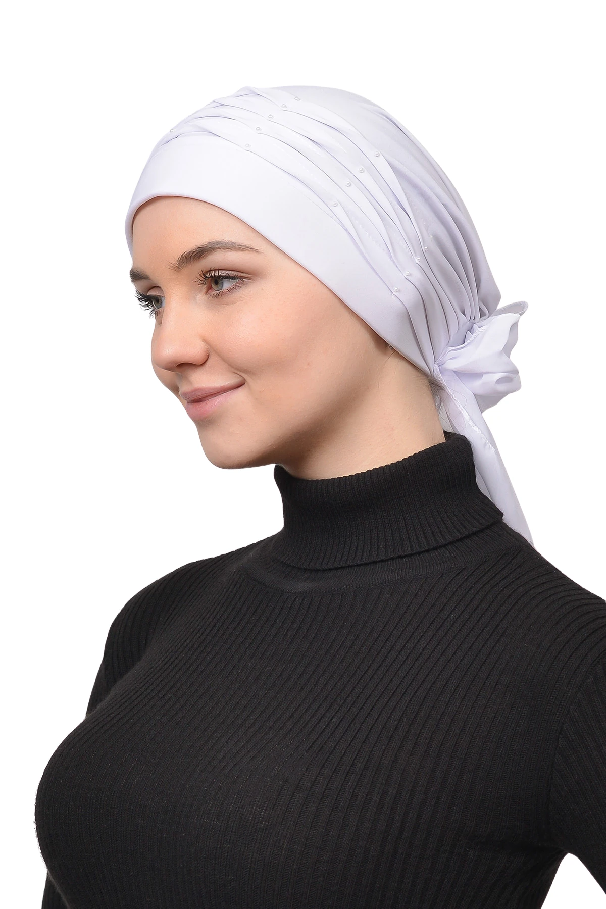 Pleated Pearl Nervure Turban Bonnet