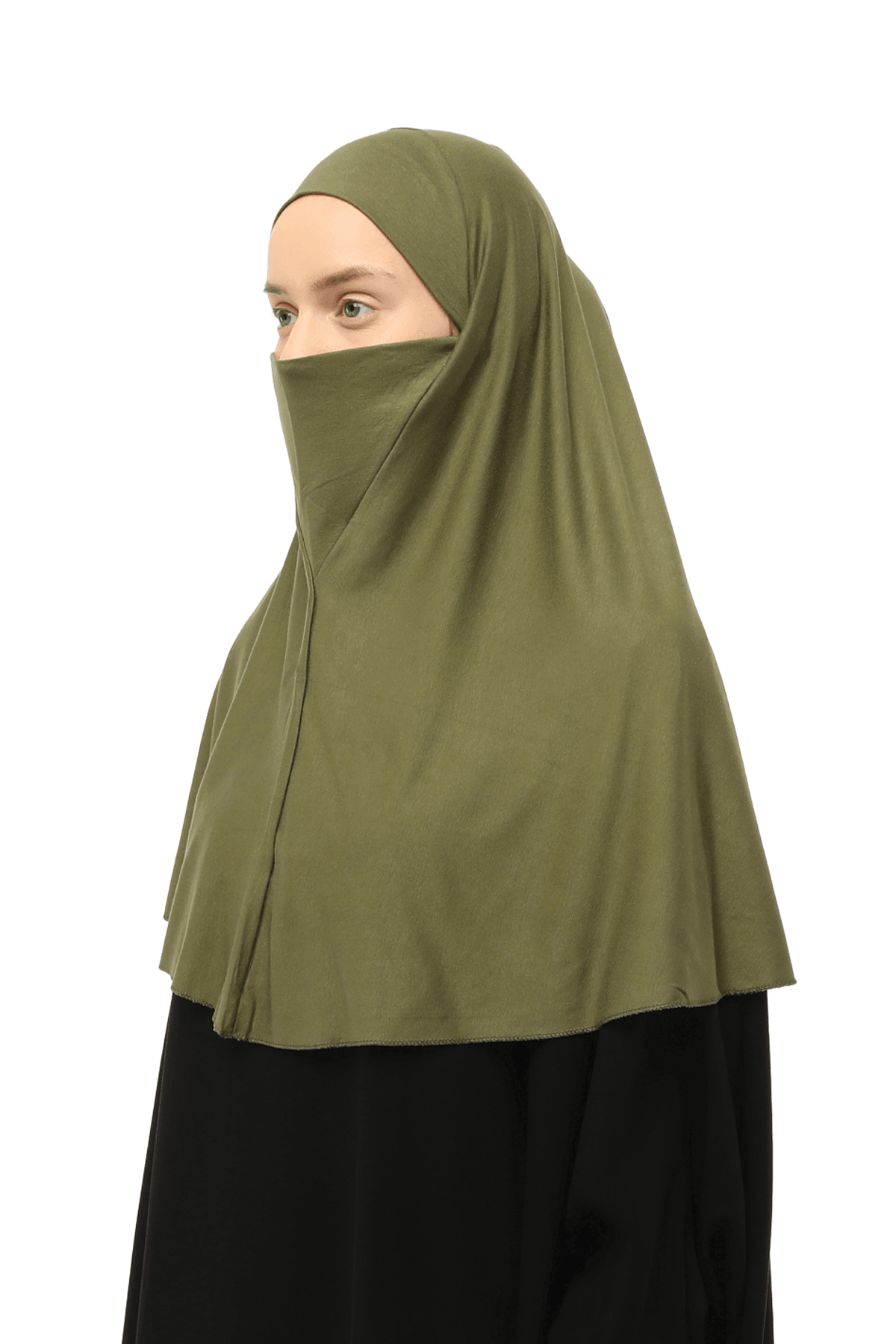 Hazır Türban Peçeli Pratik Eşarp Tesettür Nikaplı Hijab - Namaz Örtüsü Sufle (XL)