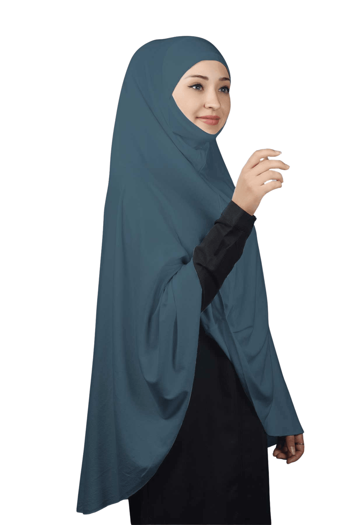 Hazır Türban Peçeli Pratik Eşarp Tesettür Nikaplı Hijab - Namaz Örtüsü Sufle (5XL) - Açık Petrol