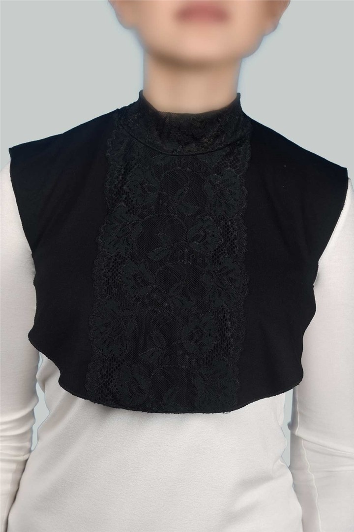 Combed Cotton Hijab Lace Circle Neck Collar 