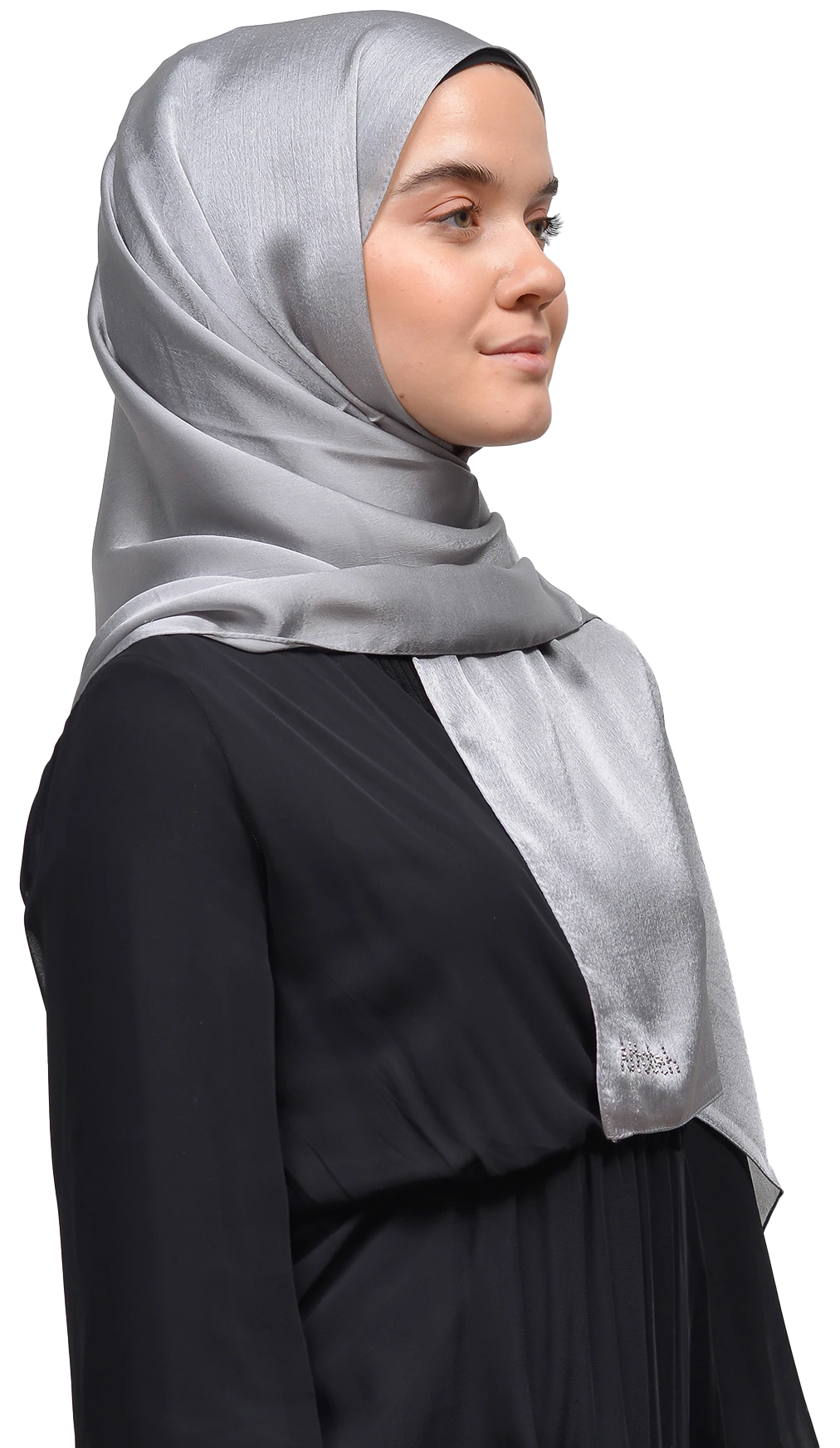 Janjan Parlak Saten Dokulu Tesettür Abiye Şifon Şal