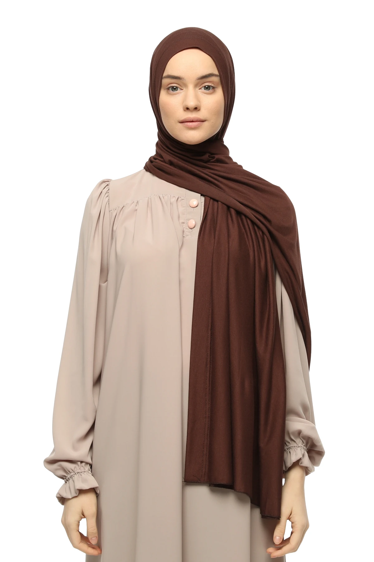 Hazır Pratik Geçmeli Lüks Organik Düz Penye Şal Eşit Hizalı