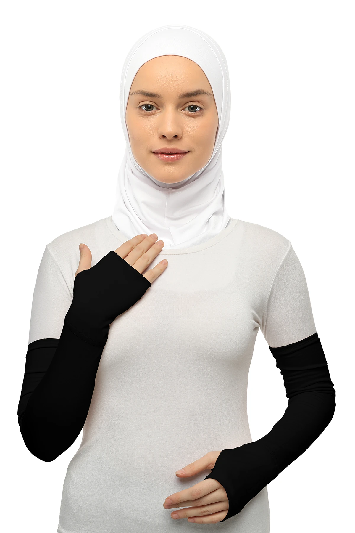 Sporty Combed Cotton Hijab Arm Sleeves with Finger Cut