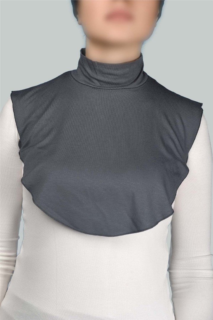 Straight Turtleneck Neck Combed Hijab Collar - Comfortable and Practical - Smoke