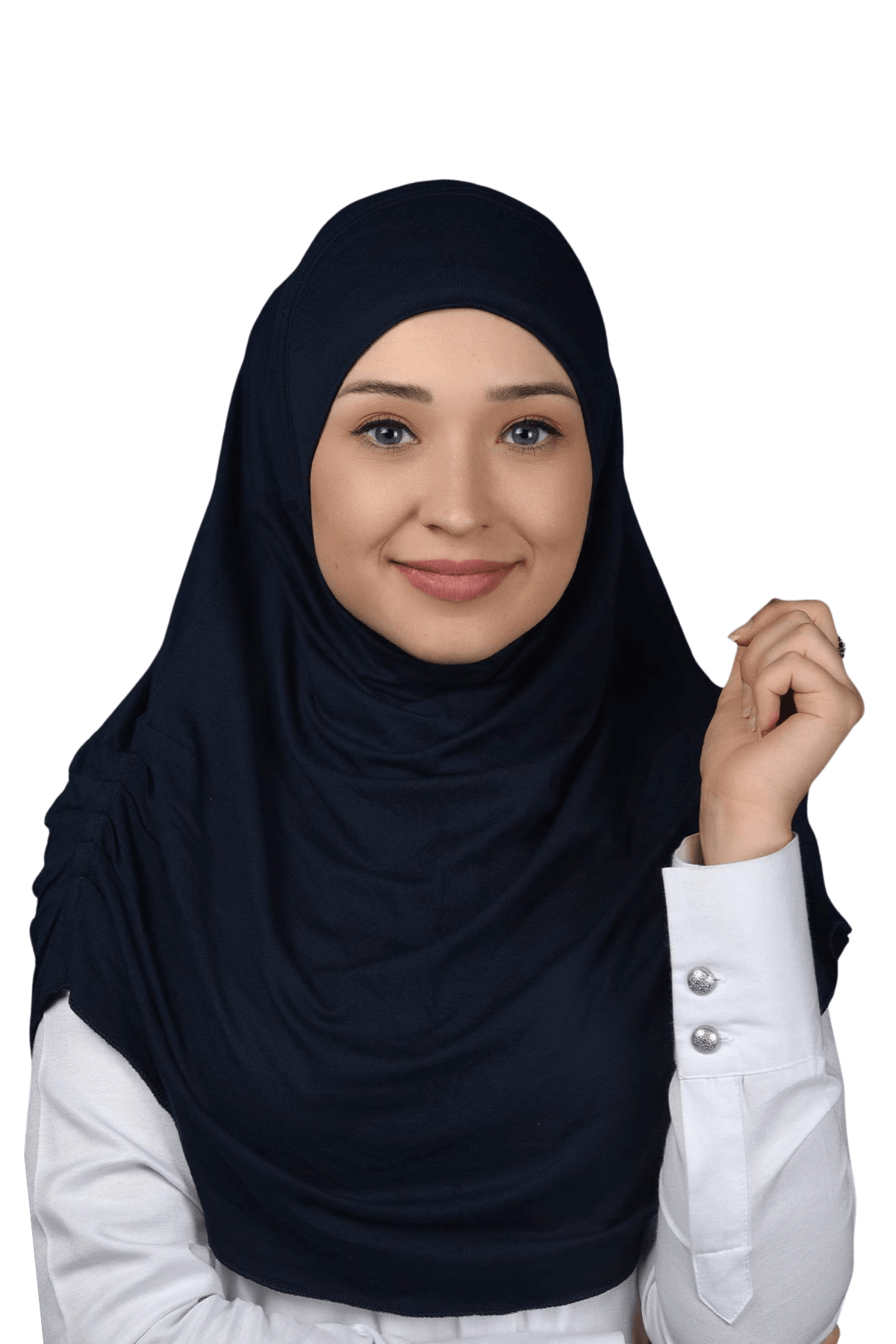 Hazır Türban Büzgülü Pileli Pratik Eşarp Tesettür Hijab - Namaz Örtüsü - Lacivert