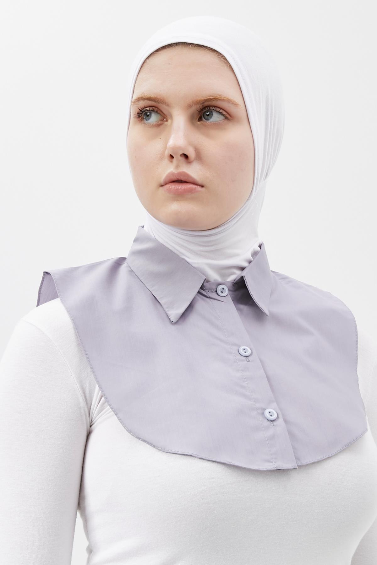 Women's Plain Shirt Hijab Neck Cover - Grey
