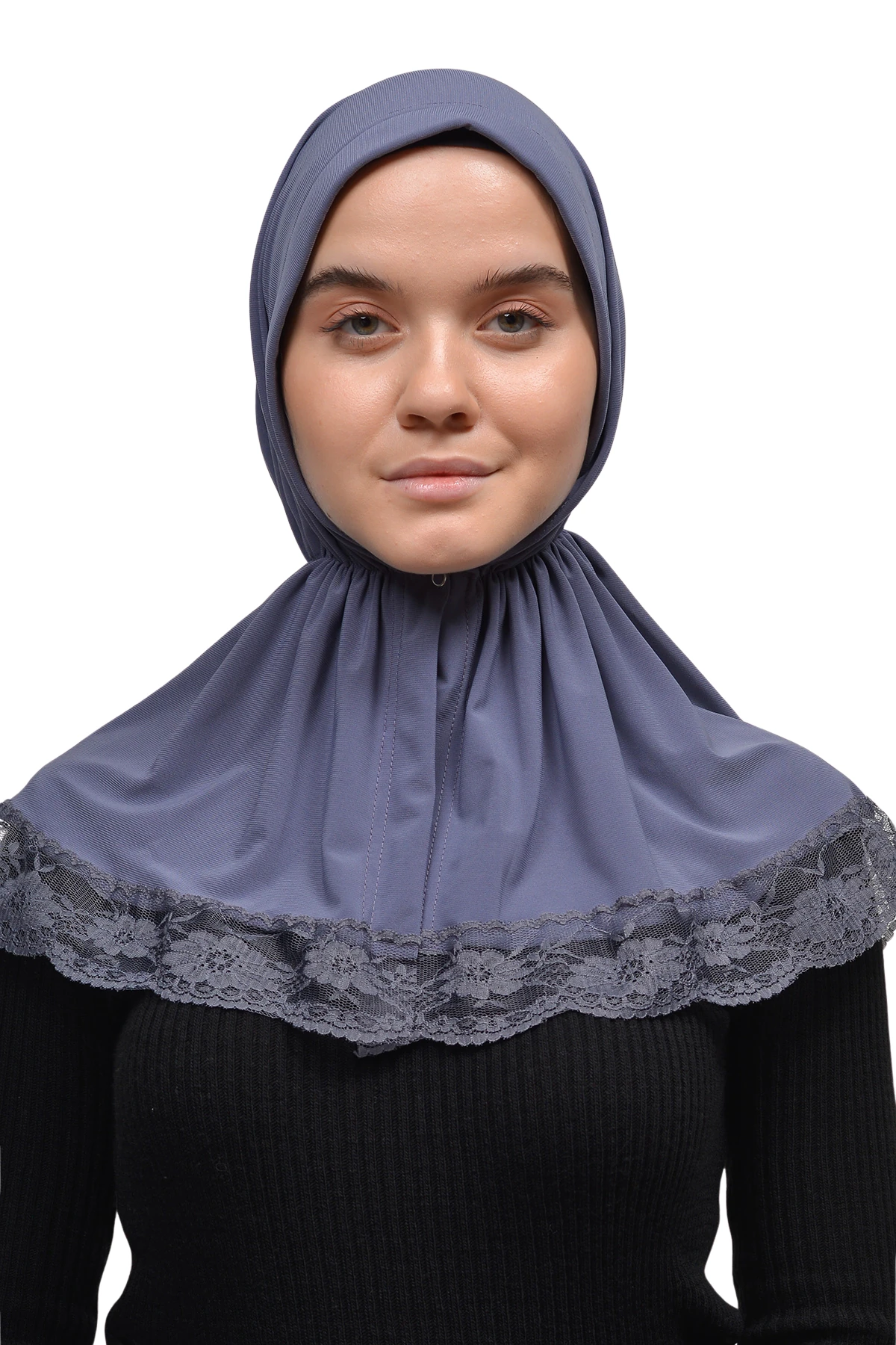 Dantelli Lastik Büzgülü Tela Bantlı Çıtçıtlı Hazır Türban Pratik Eşarp