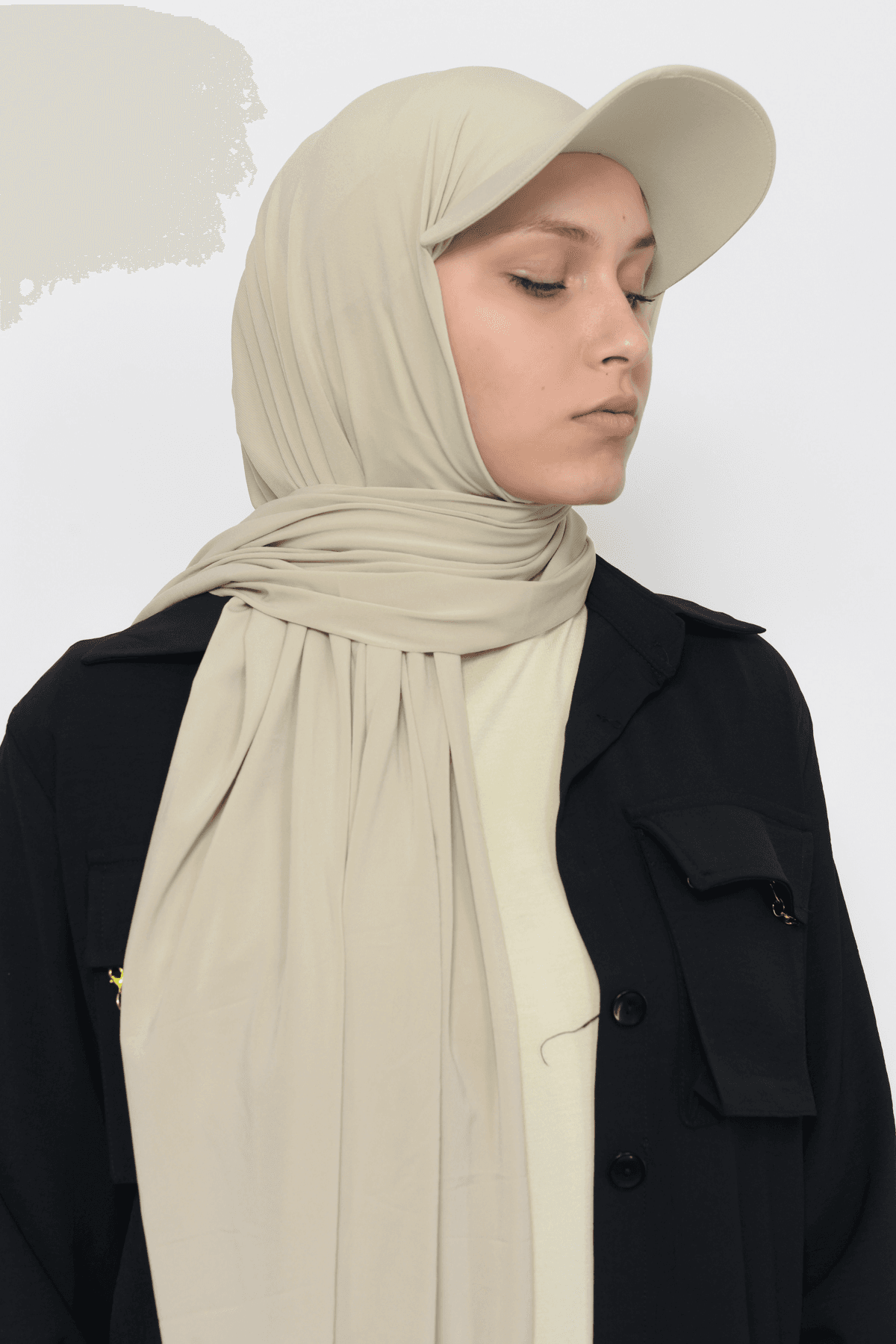 Practical Sandy Fabric Scarf with Cap