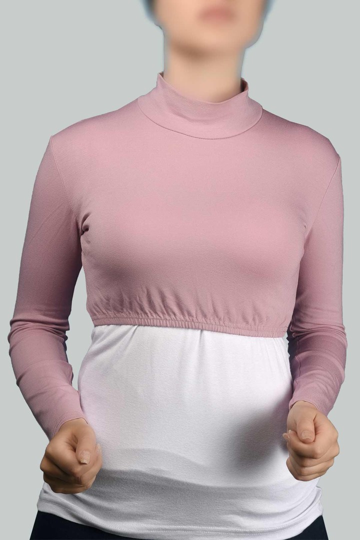 Long Sleeve Turtleneck Top - Dark Pink