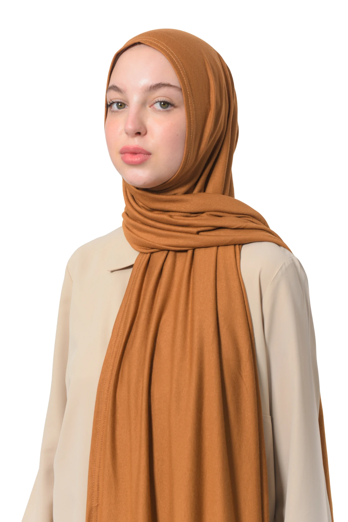 Hazır Pratik Geçmeli Lüks Organik Düz Penye Şal Eşit Hizalı