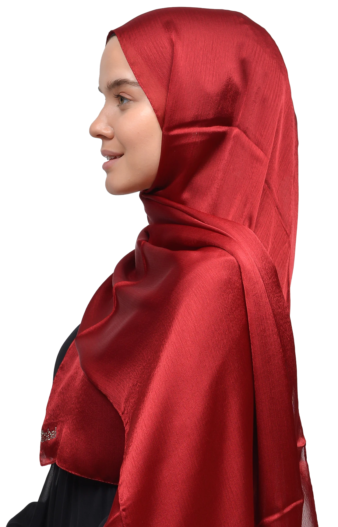 Janjan Parlak Saten Dokulu Tesettür Abiye Şifon Şal