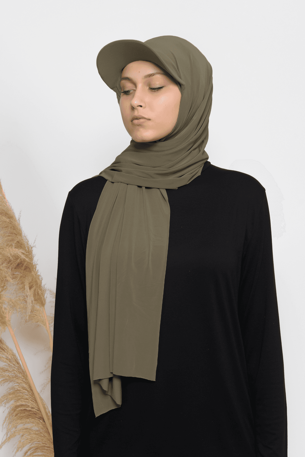 Practical Sandy Fabric Scarf with Cap