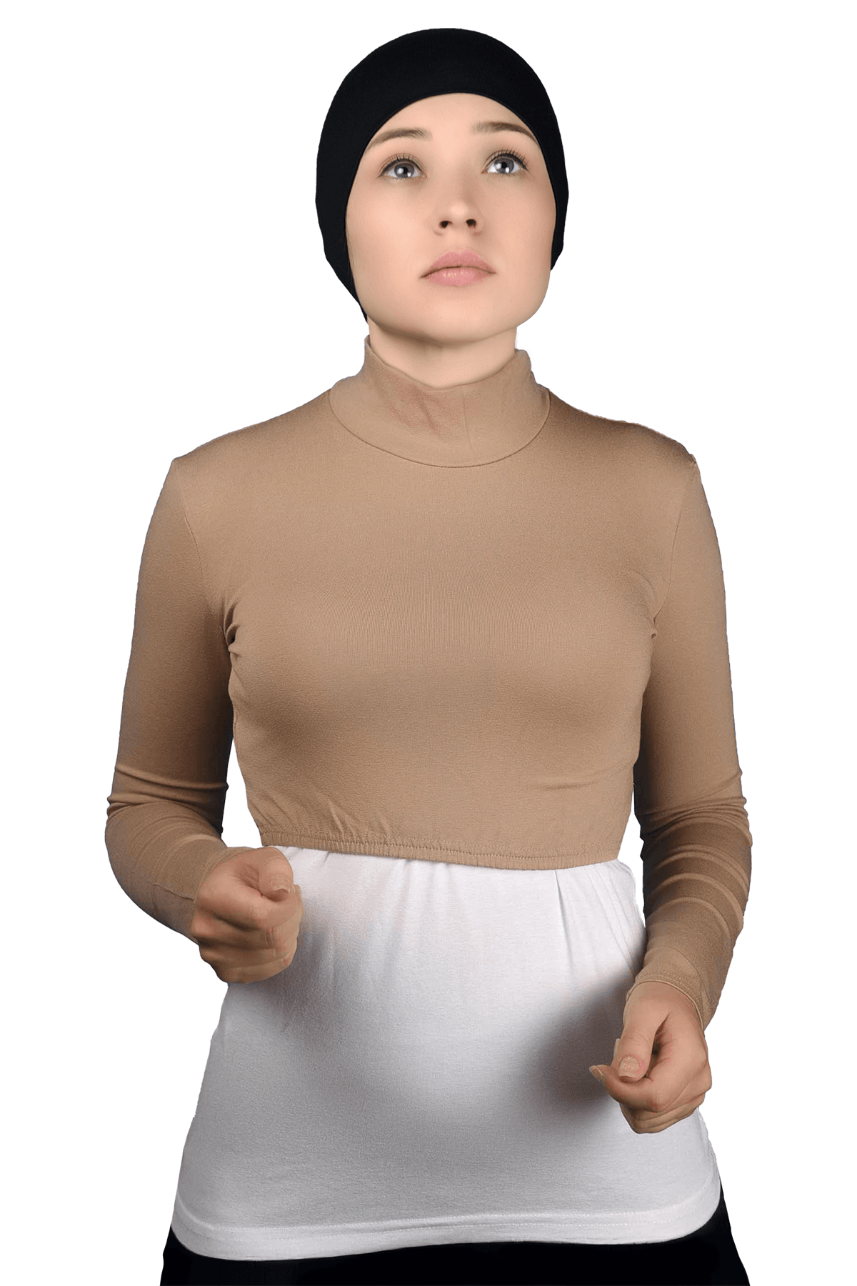 Long Sleeve Turtleneck Top - Dark Beige