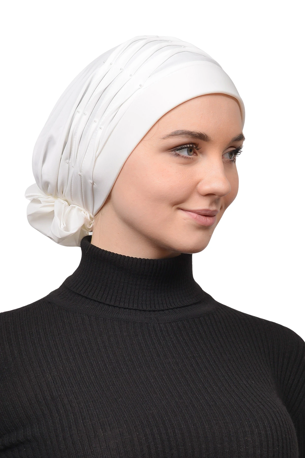 Pileli İncili Nervür Tesettür Bone