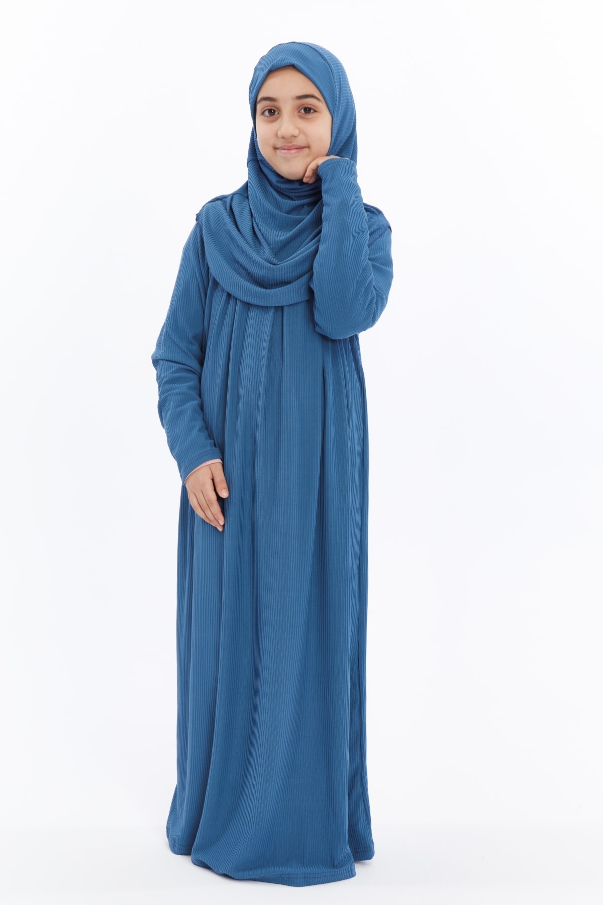 Çocuk Namaz Elbisesi- Kaşkorse Pratik Başörtülü